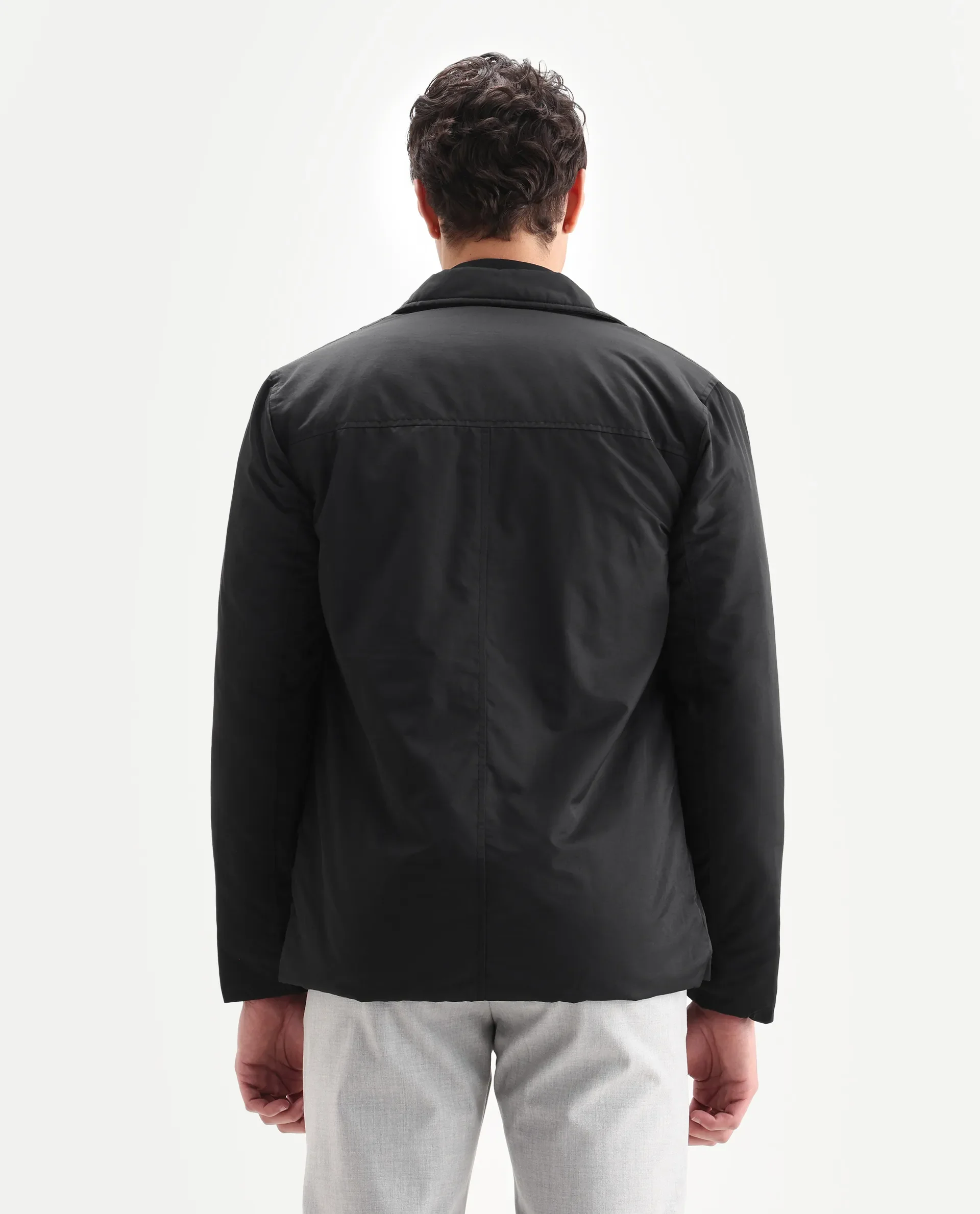 Rare Rabbit Men's Merjon Black Nylon Plain Tailored Fit Full Sleeve Lapel Neck Jacket - Image 7