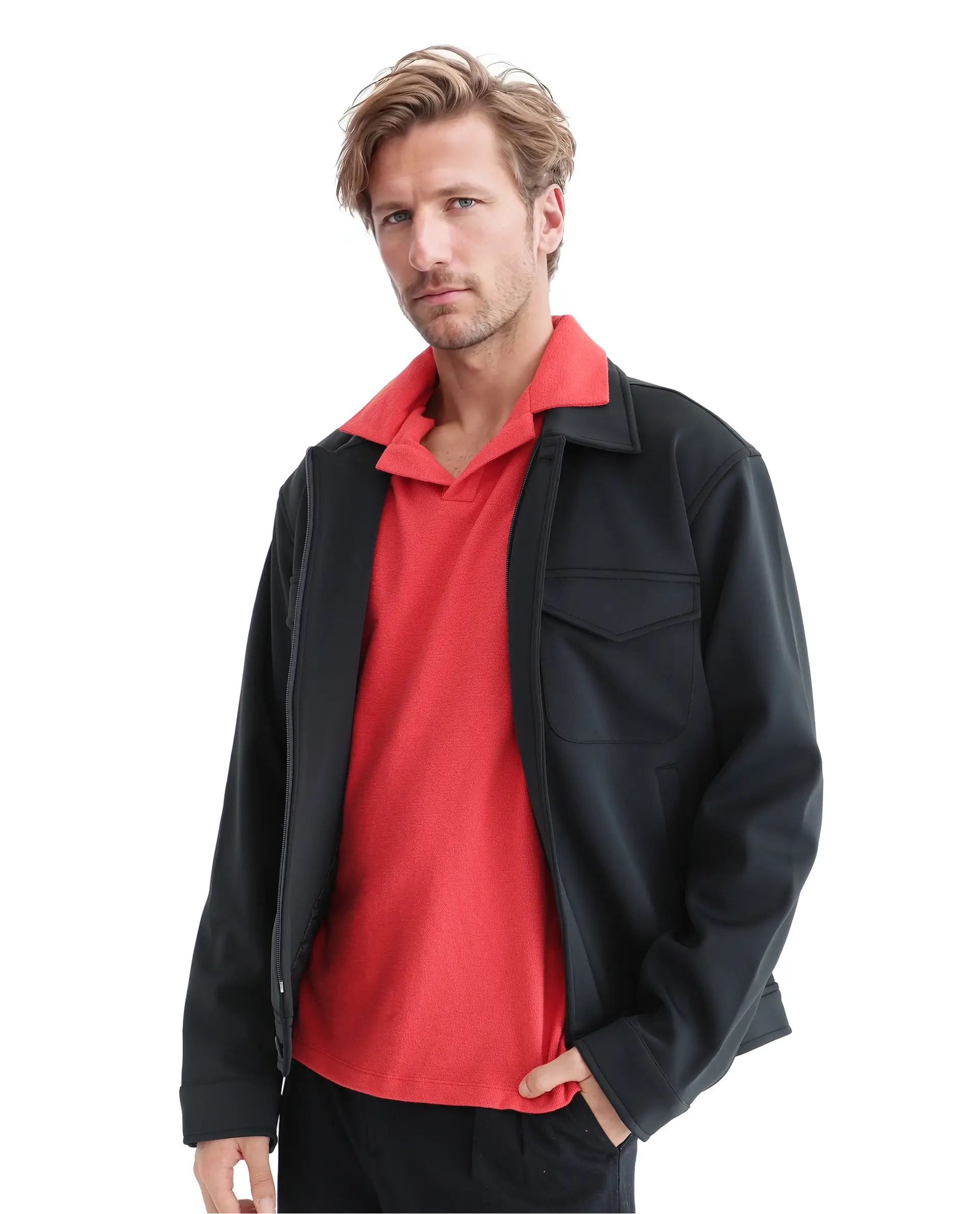 Rare Rabbit Men's Merko Dark Orange Cotton Plain Regular Fit Half Sleeve Polo - Image 2