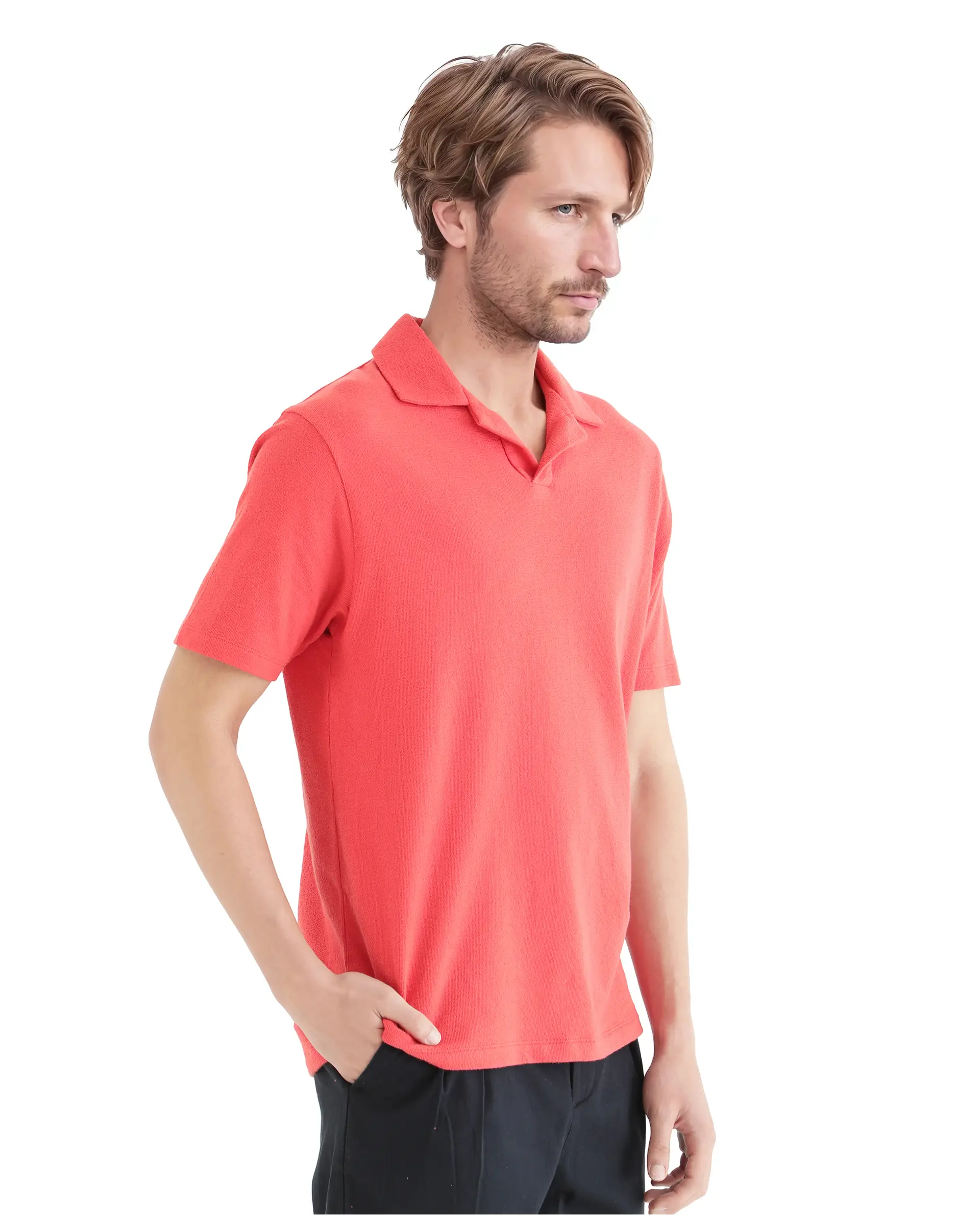 Rare Rabbit Men's Merko Dark Orange Cotton Plain Regular Fit Half Sleeve Polo - Image 7