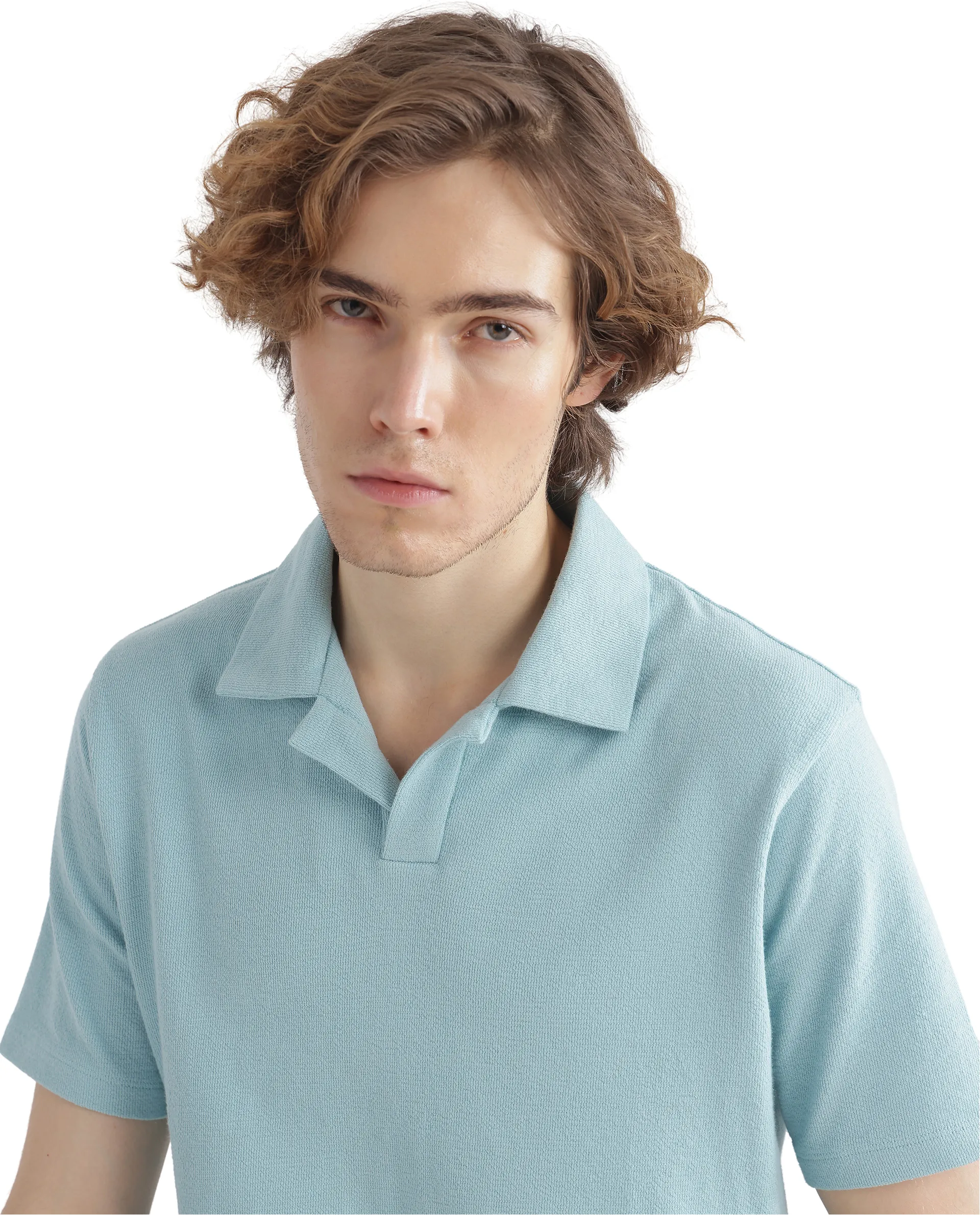Rare Rabbit Men's Merko Turq Cotton Plain Regular Fit Half Sleeve Polo - Image 3