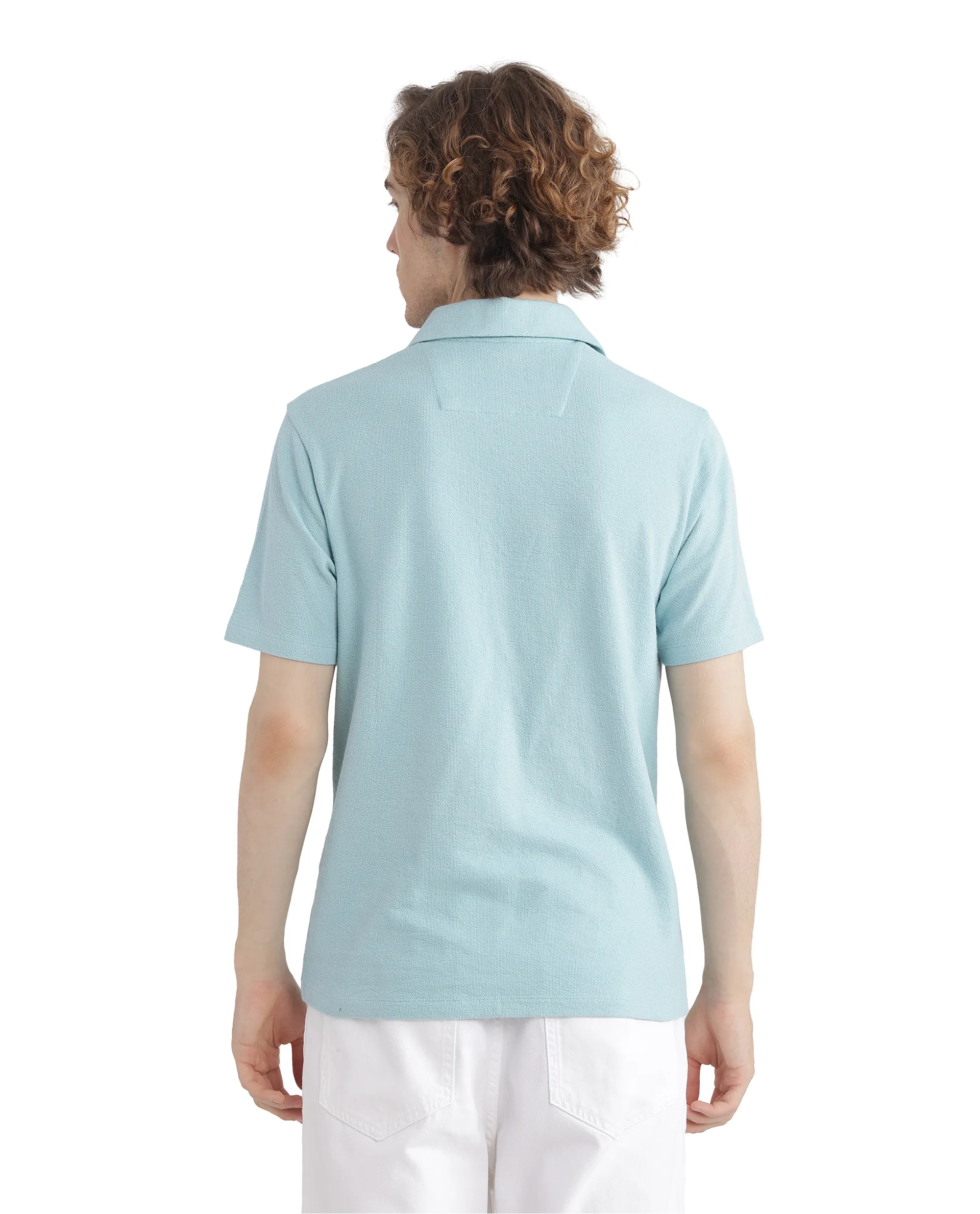 Rare Rabbit Men's Merko Turq Cotton Plain Regular Fit Half Sleeve Polo - Image 4