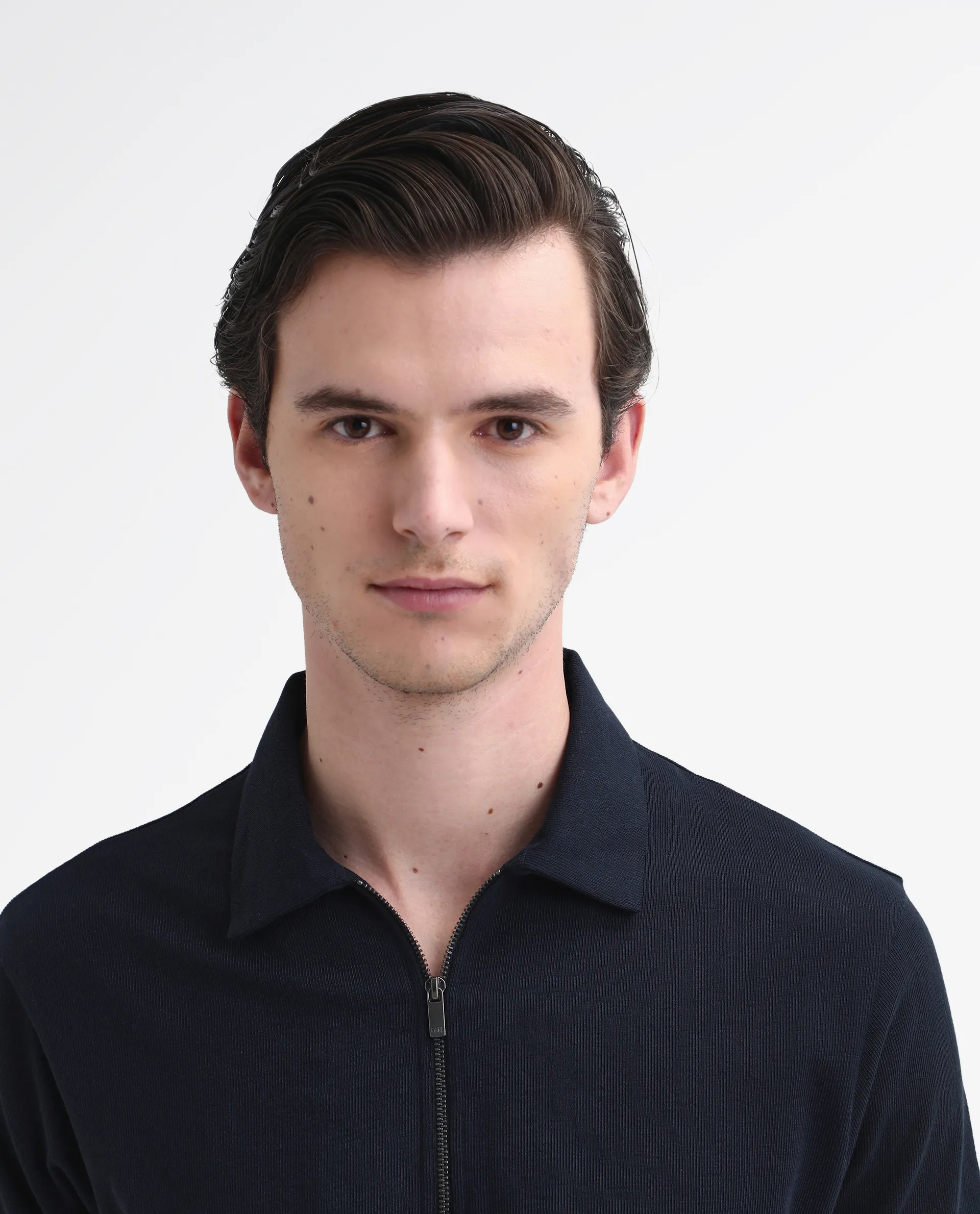 Rare Rabbit Men's Merkof Navy Cotton Plain Regular Fit Half Sleeve Polo - Image 7