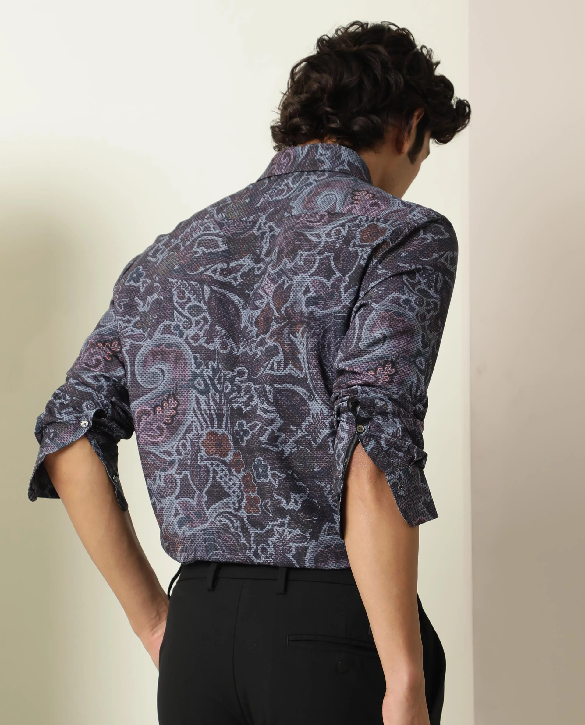 Rare Rabbit Men's Merley Dark Maroon Viscose Paisley Print Regular Fit Full Sleeve Collared Shirt - Image 10