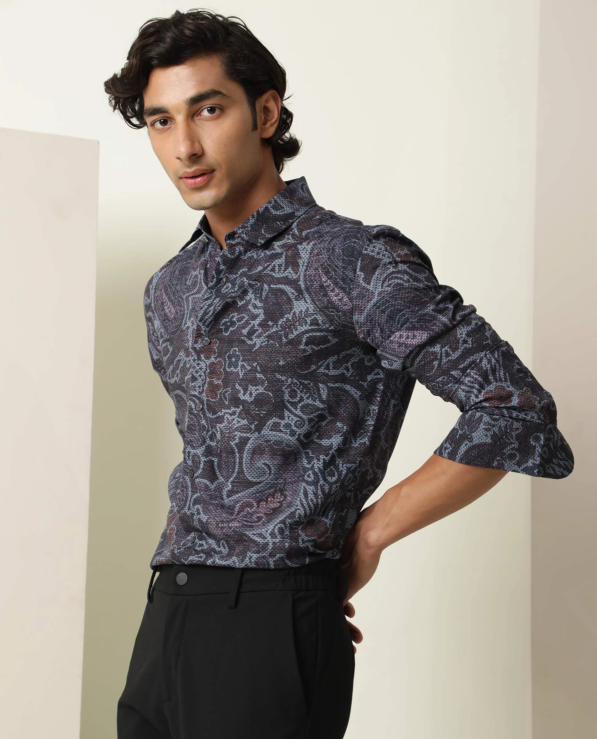 Rare Rabbit Men's Merley Dark Maroon Viscose Paisley Print Regular Fit Full Sleeve Collared Shirt - Image 6