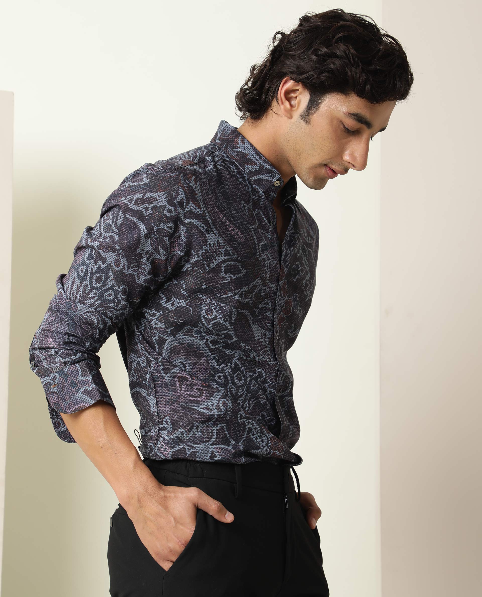 Rare Rabbit Men's Merley Dark Maroon Viscose Paisley Print Regular Fit Full Sleeve Collared Shirt - Image 7