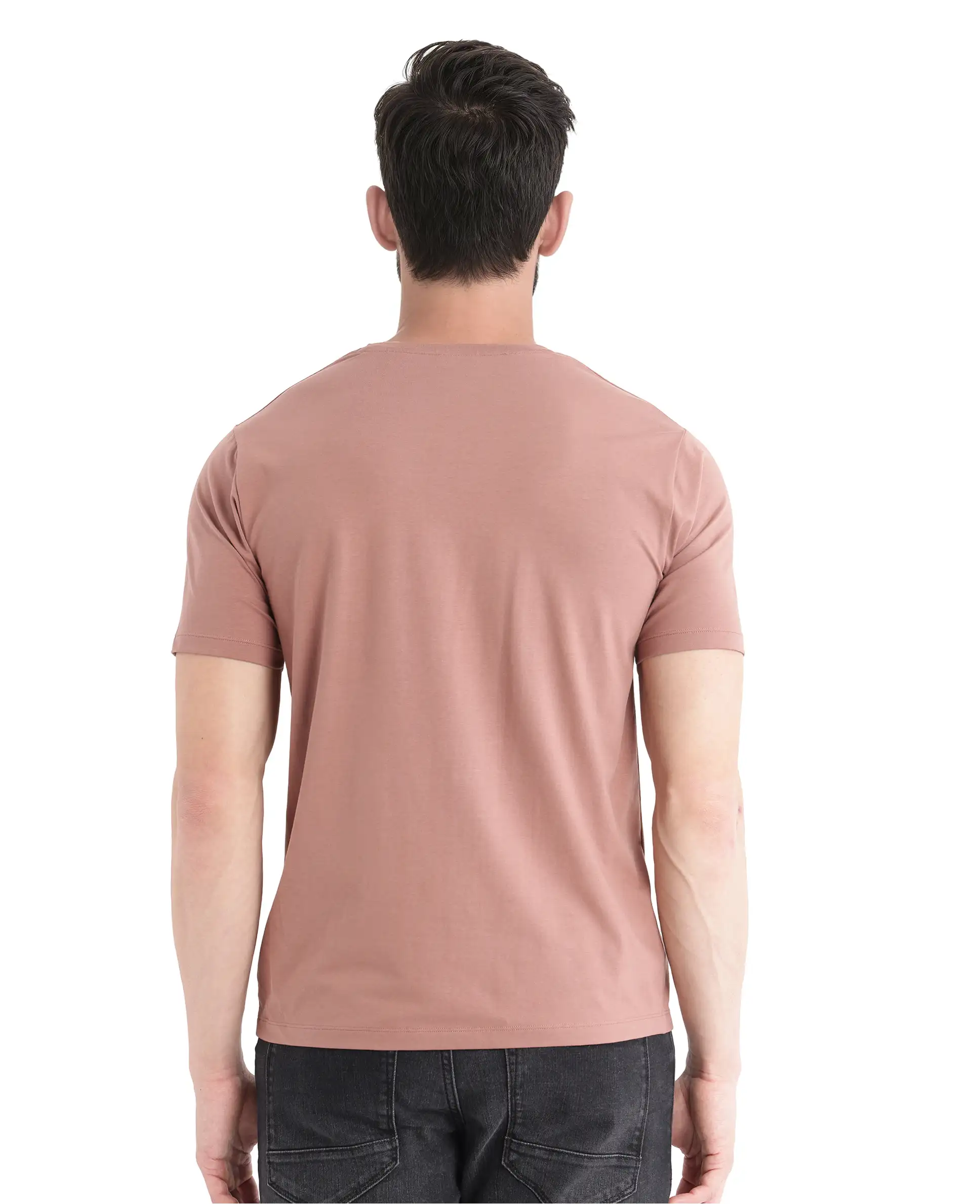 Rare Rabbit Men's Merlo Dusky Brown Cotton Blend Graphic Print Regular Fit Half Sleeve Crew Neck T-Shirt - Image 6