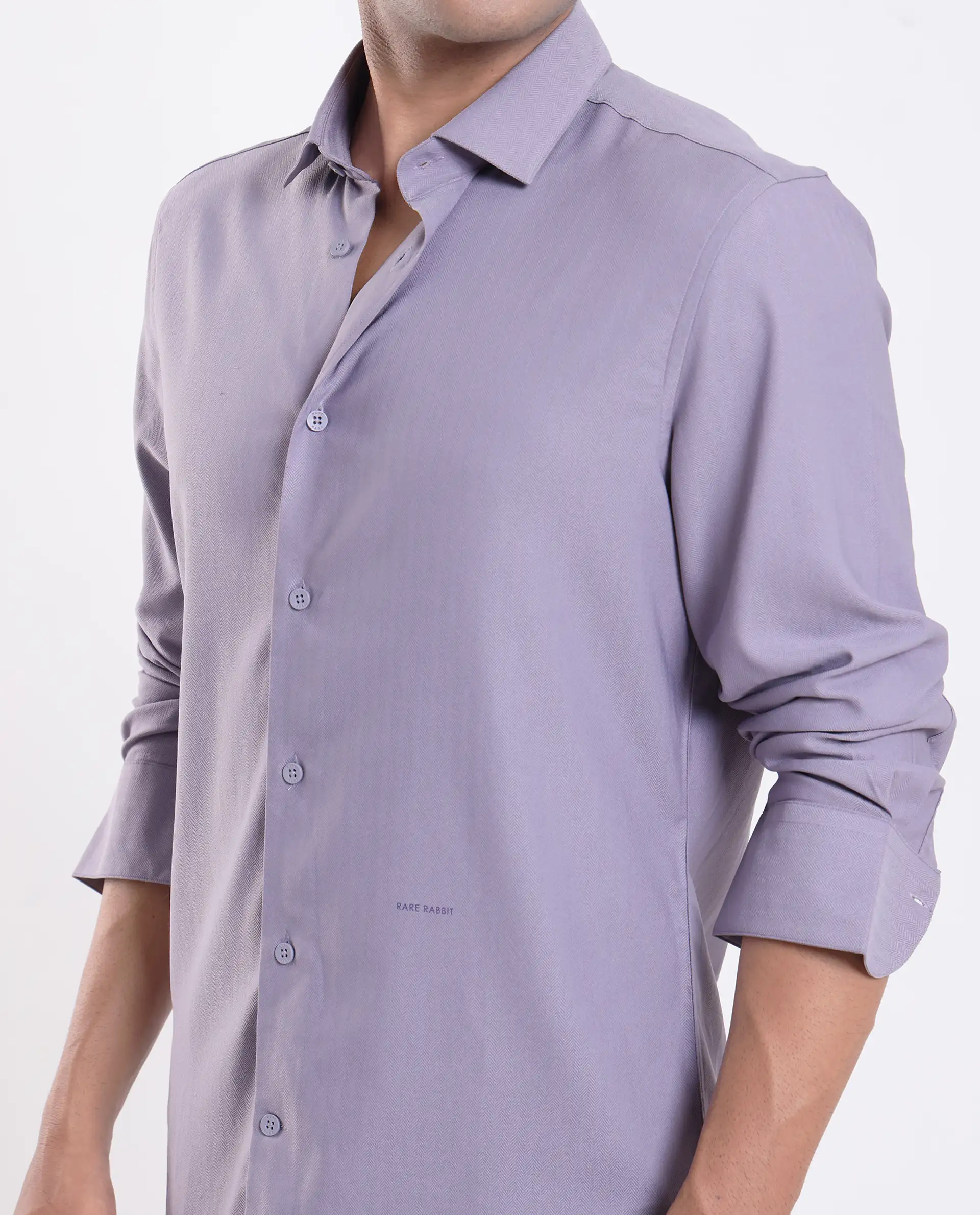 Rare Rabbit Men's Mero-25 Light Purple Viscose Blend Striped Print Regular Fit Full Sleeve Collared Shirt - Image 3
