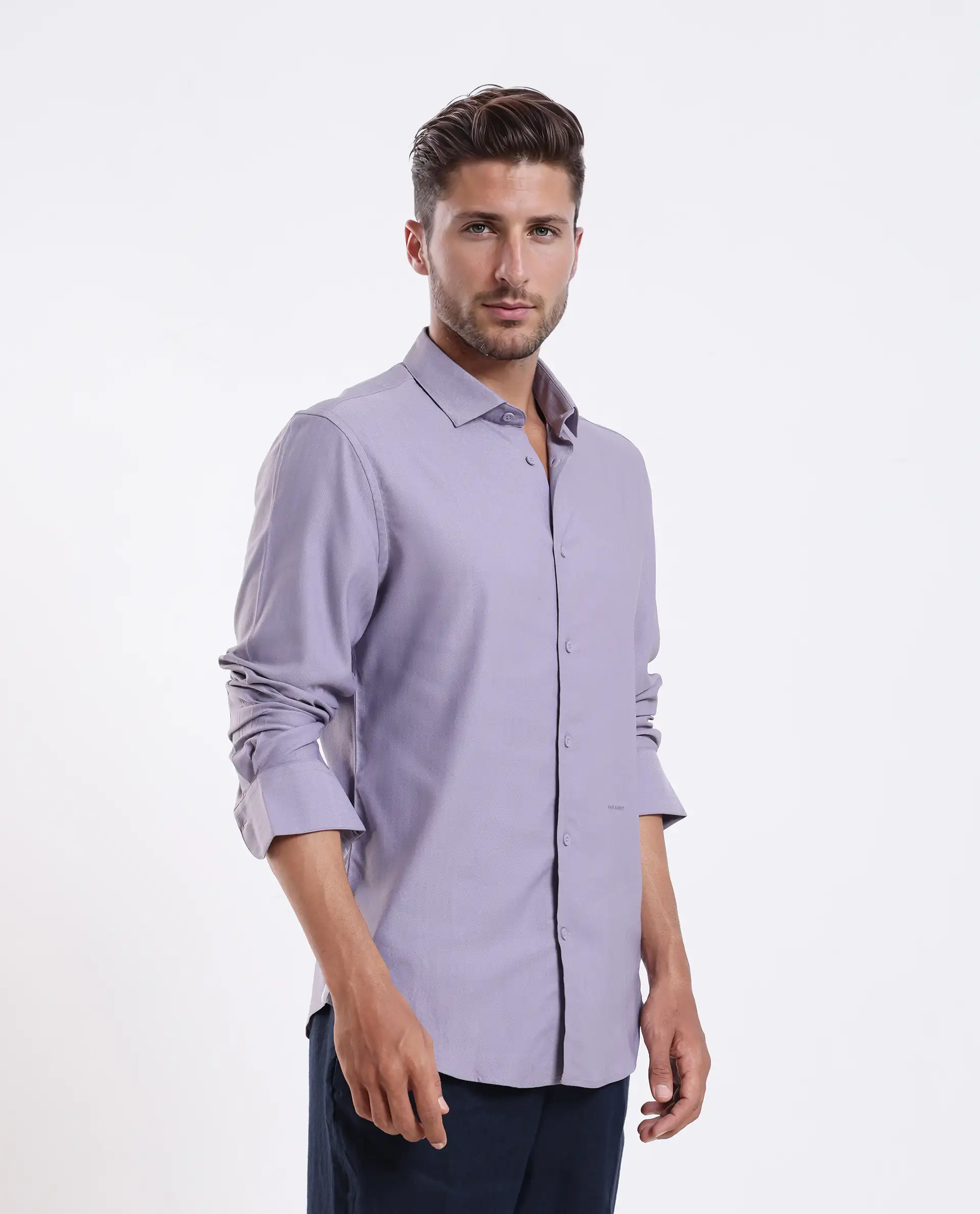 Rare Rabbit Men's Mero-25 Light Purple Viscose Blend Striped Print Regular Fit Full Sleeve Collared Shirt - Image 5