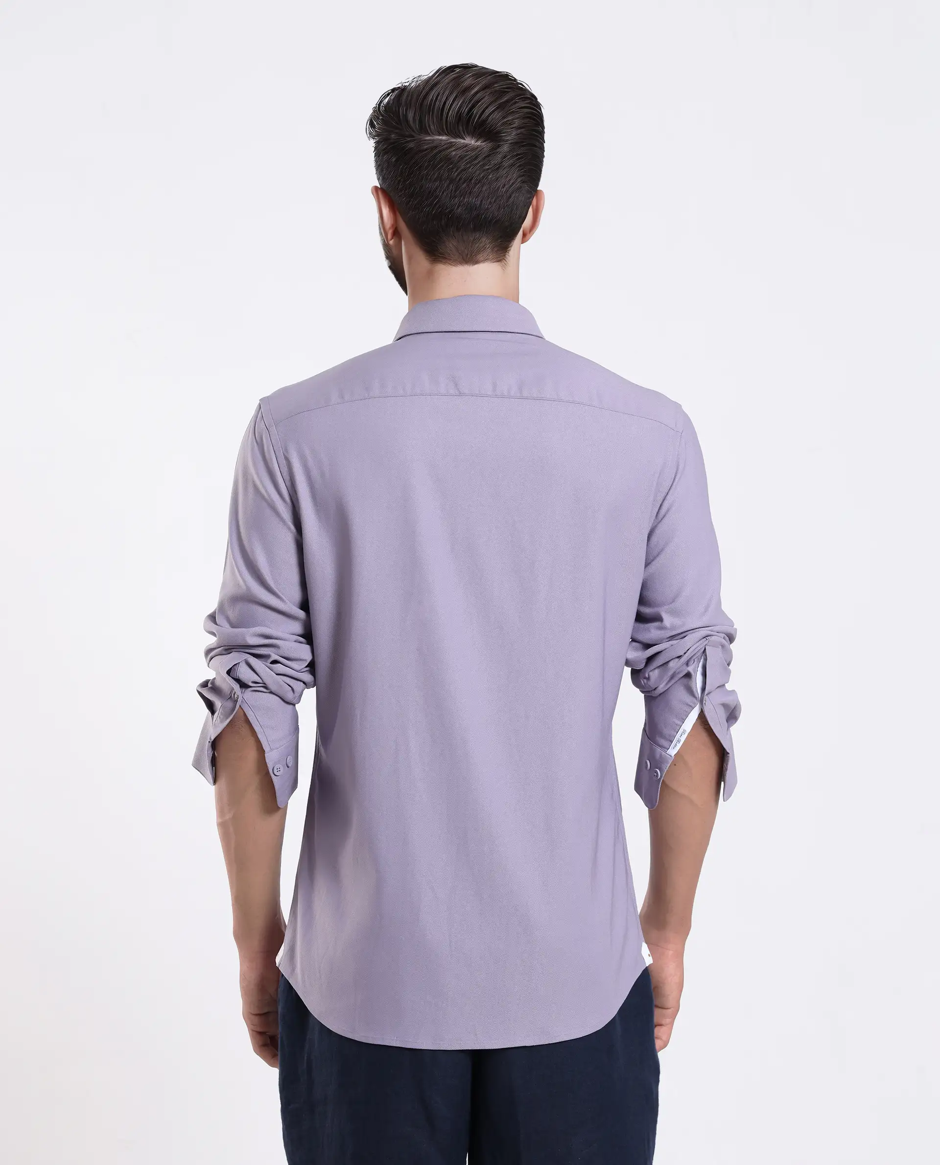 Rare Rabbit Men's Mero-25 Light Purple Viscose Blend Striped Print Regular Fit Full Sleeve Collared Shirt - Image 8