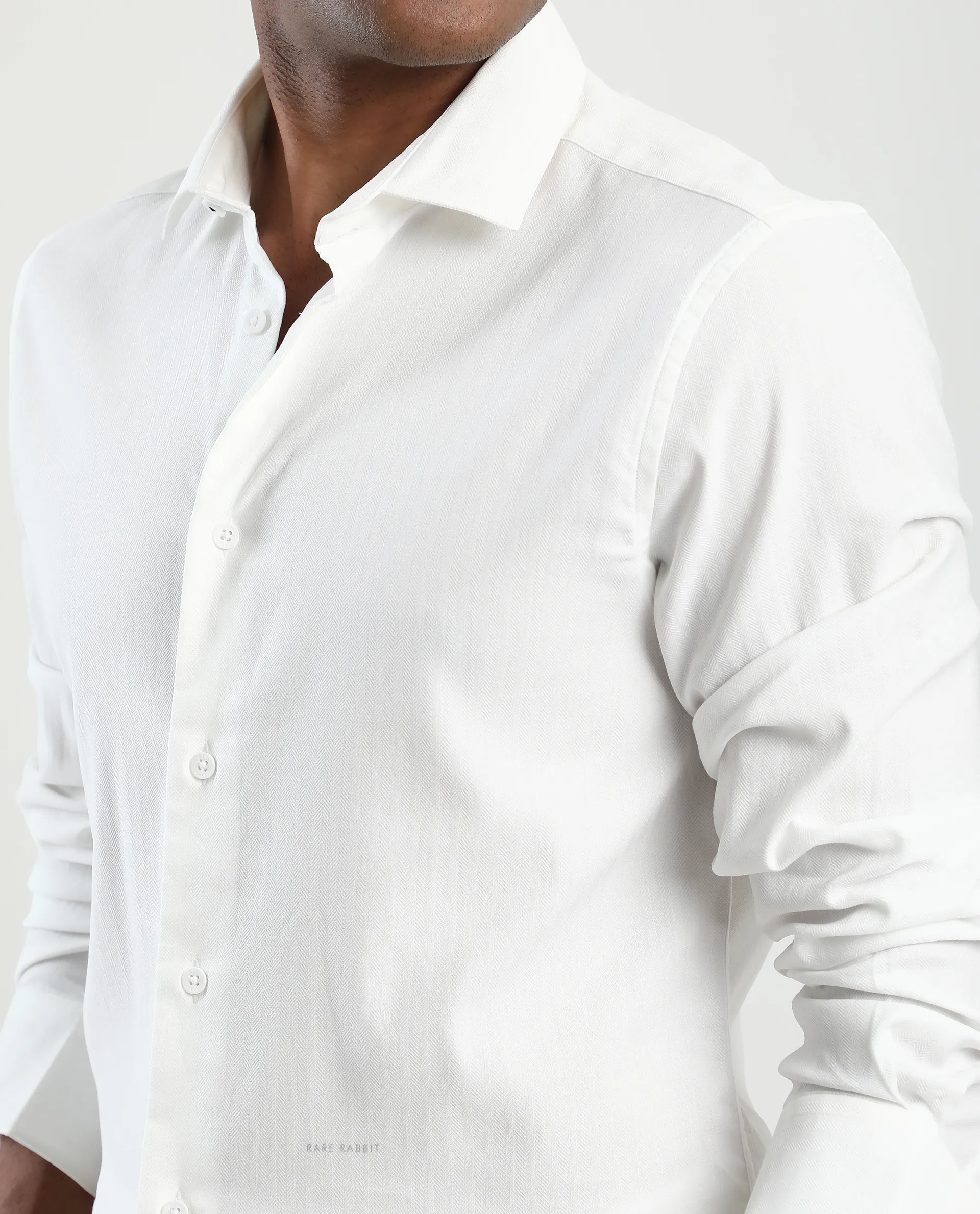 Rare Rabbit Men's Mero-25 White Viscose Blend Striped Print Regular Fit Full Sleeve Collared Shirt - Image 3