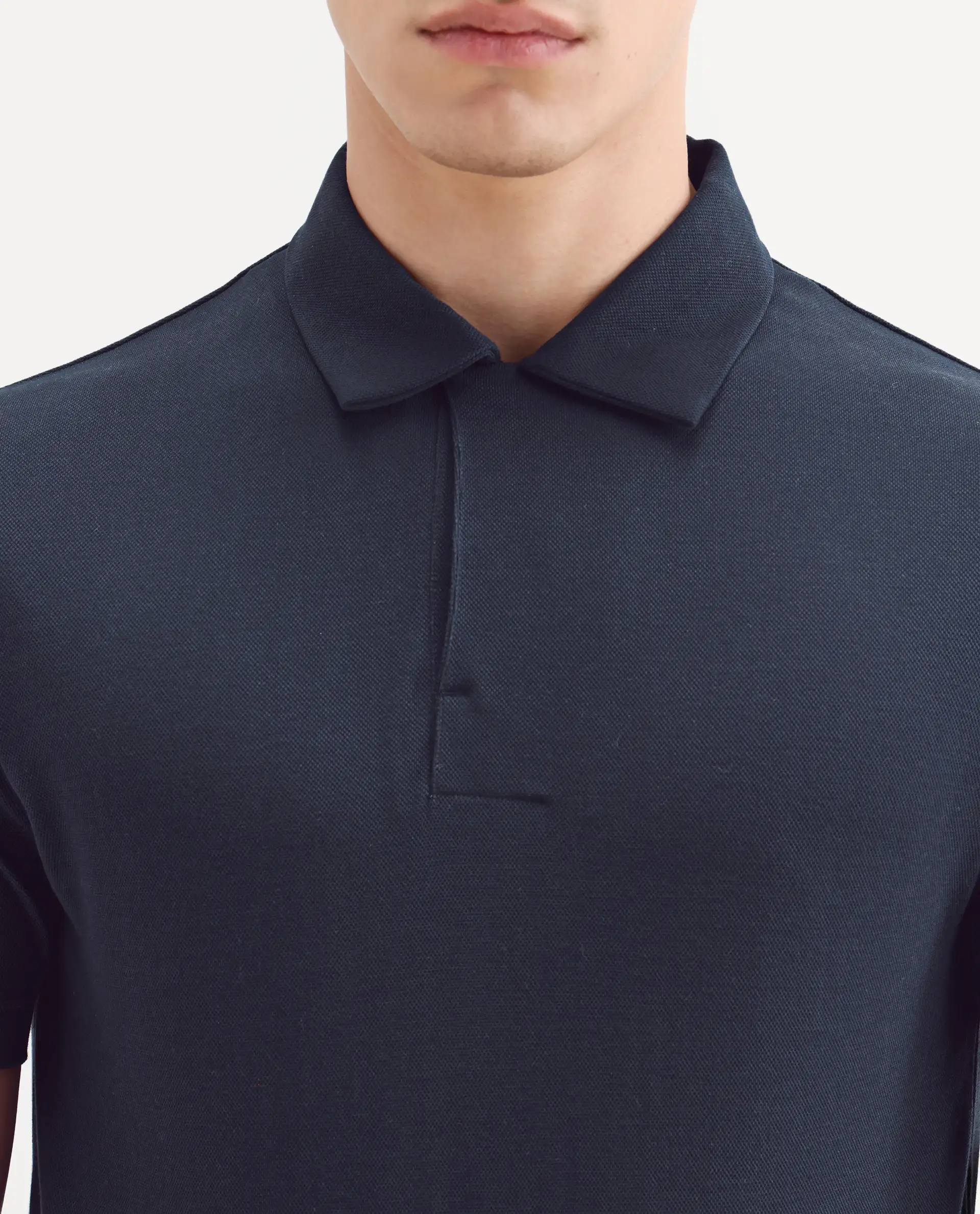 Rare Rabbit Men's Mers Dark Navy Cotton Fabric Half Sleeve Spread Collar Regular Fit Plain Polo - Image 3