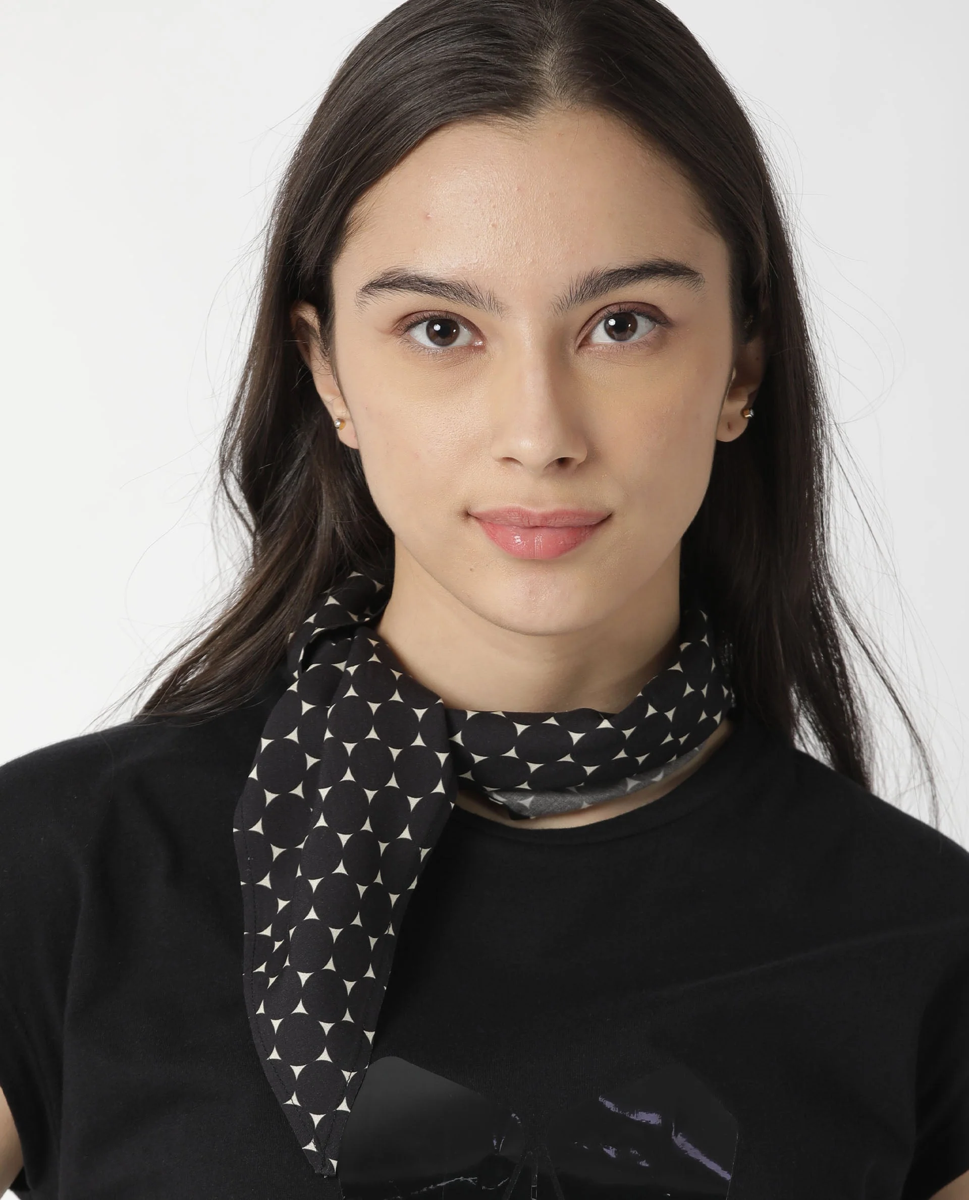 Rareism Women Mesmo Black Scarf Cotton Silk