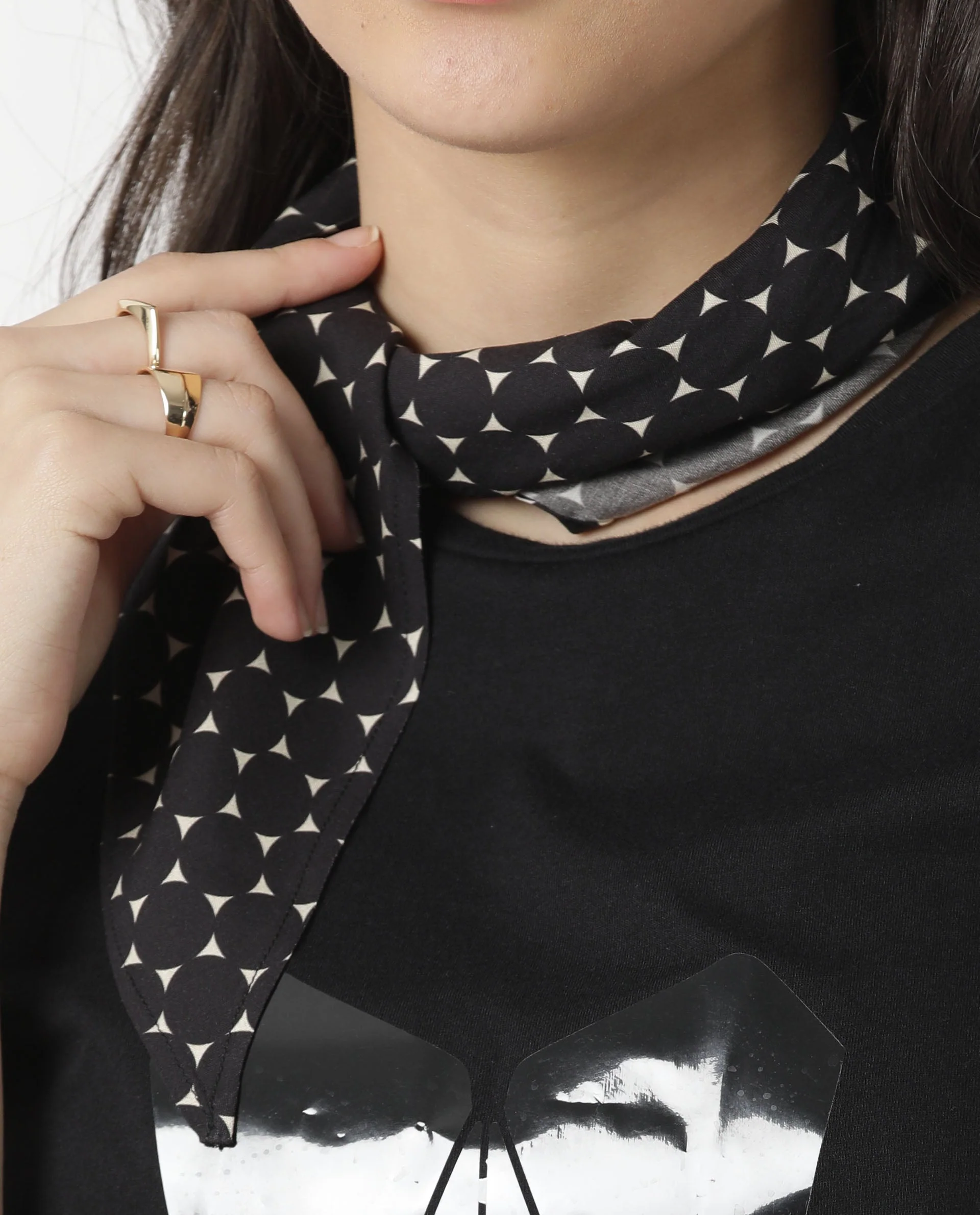Rareism Women Mesmo Black Scarf Cotton Silk - Image 3