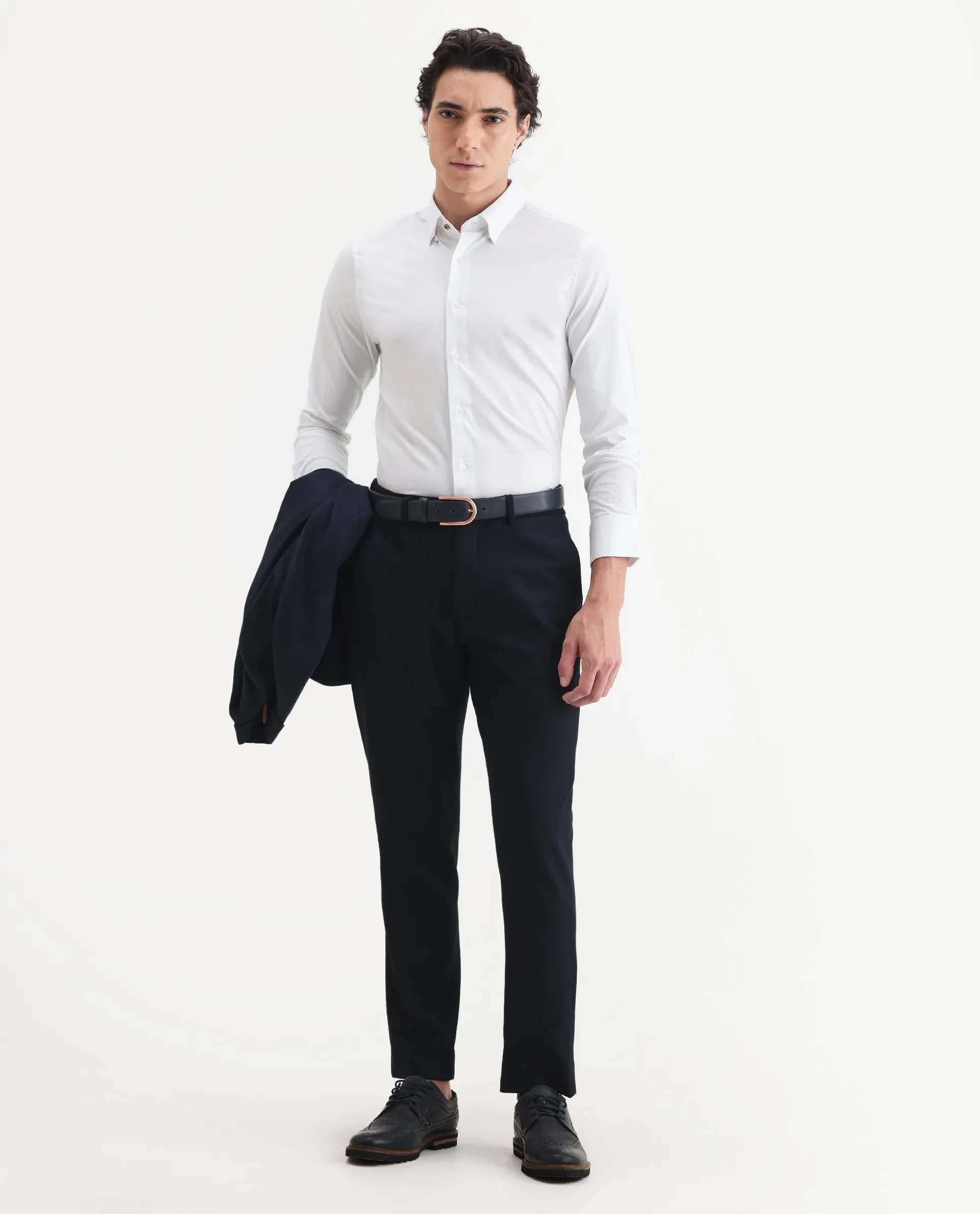Rare Rabbit Men's Messa White Cotton Plain Regular Fit Full Sleeve Collared Shirt - Image 2