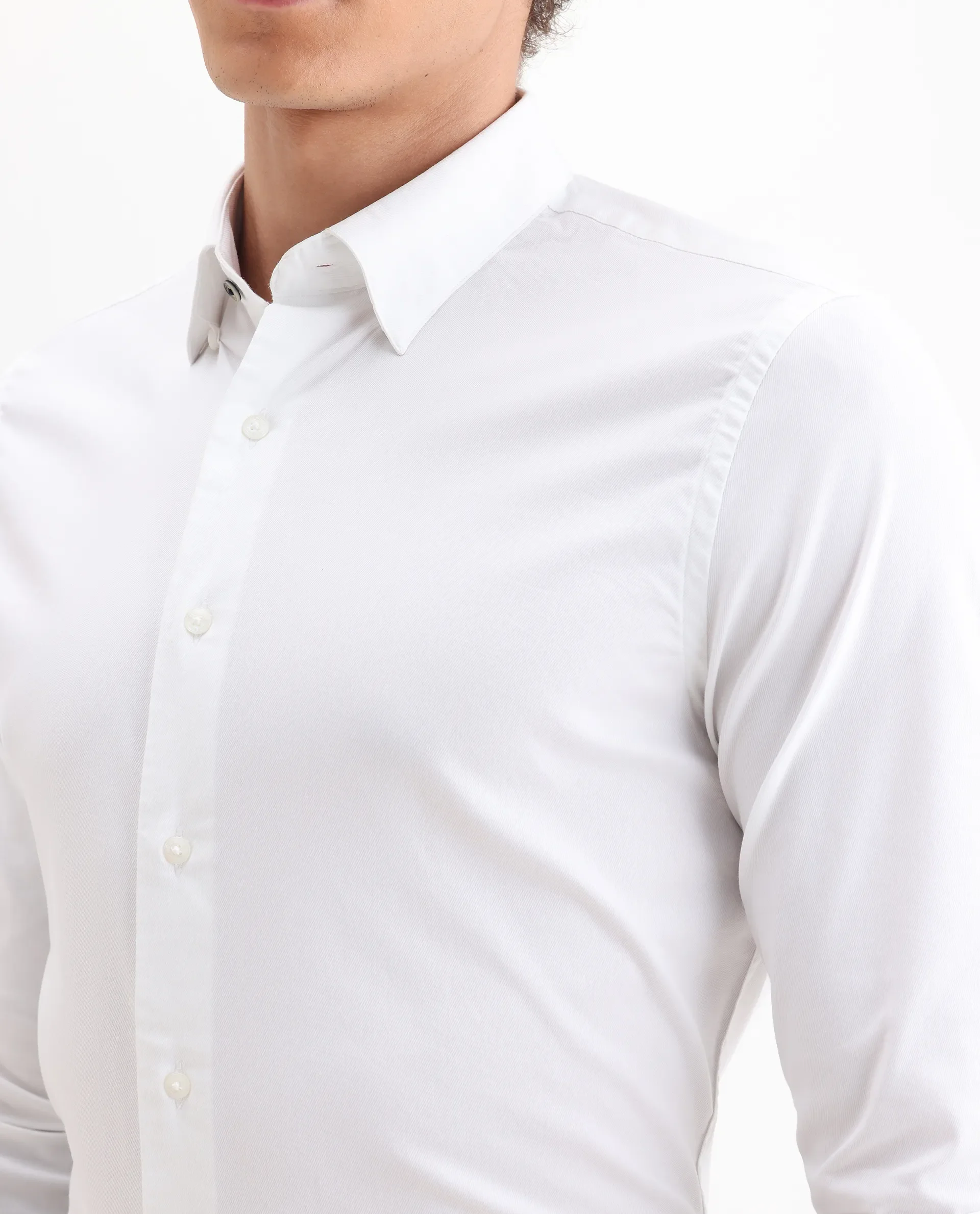 Rare Rabbit Men's Messa White Cotton Plain Regular Fit Full Sleeve Collared Shirt - Image 3