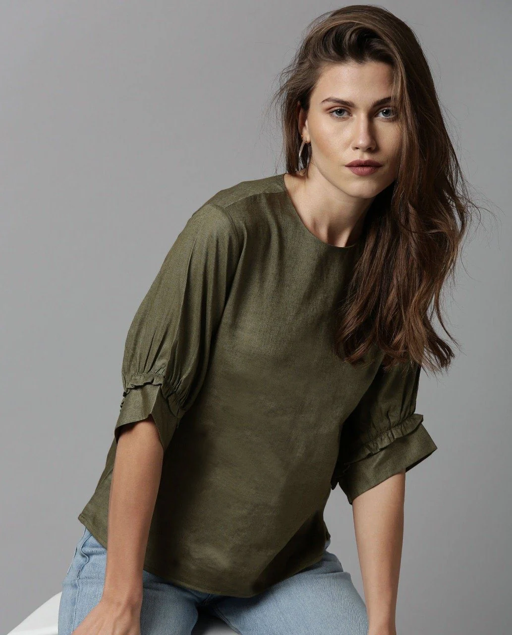 Rareism Women Messi Green Top Short Sleeves Solid