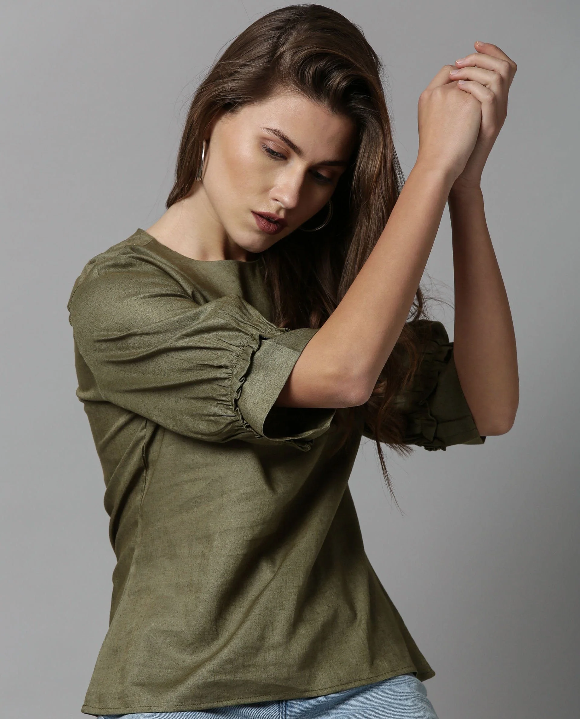 Rareism Women Messi Green Top Short Sleeves Solid - Image 3
