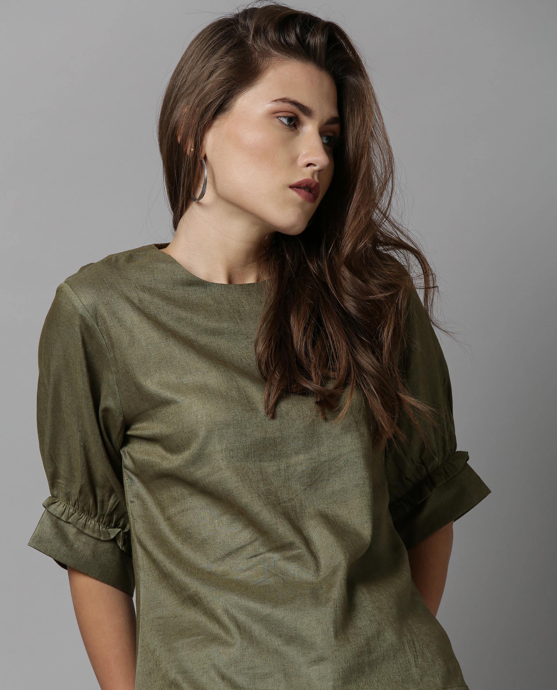 Rareism Women Messi Green Top Short Sleeves Solid - Image 4