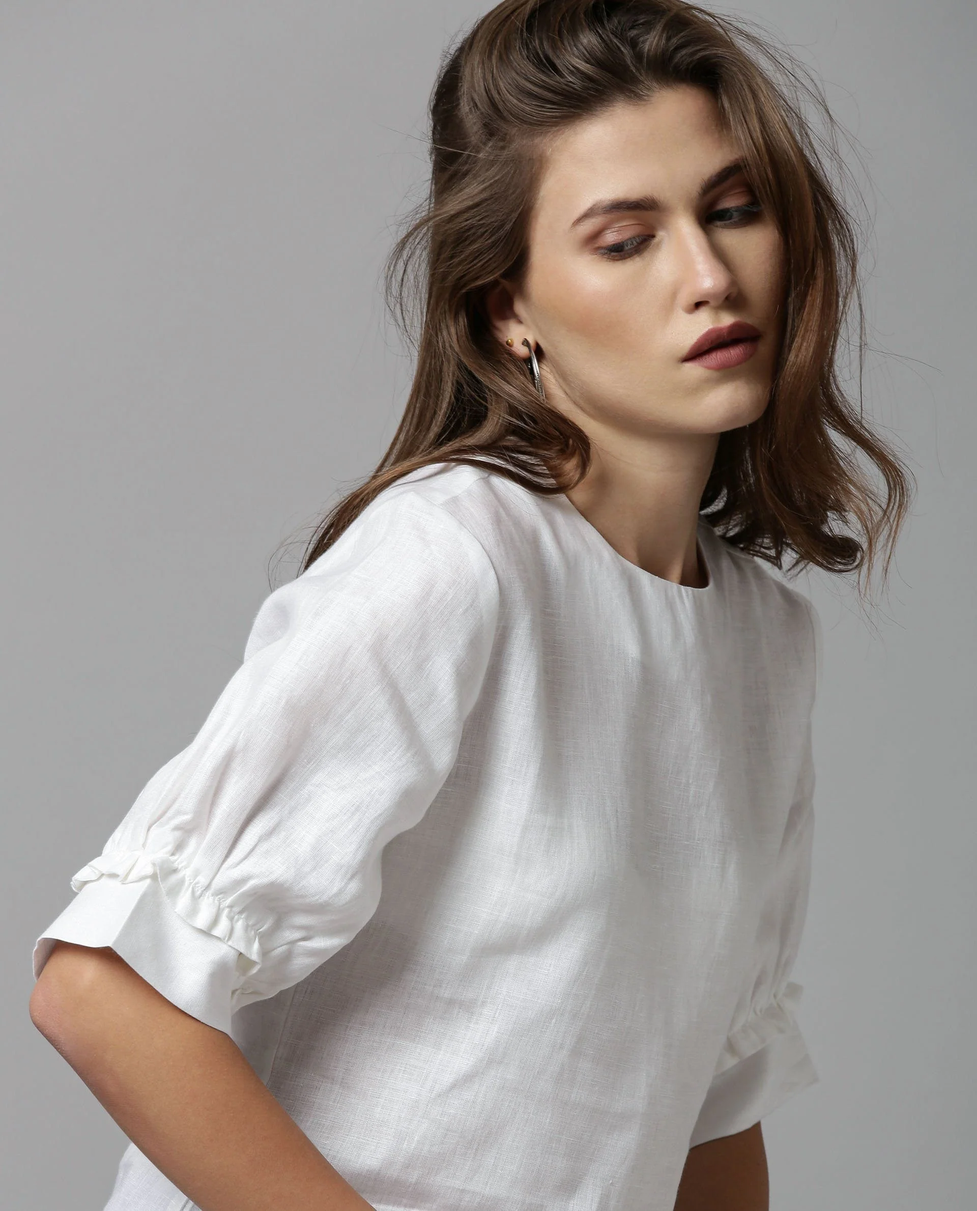 Rareism Women Messi White Top Short Sleeves Solid - Image 2