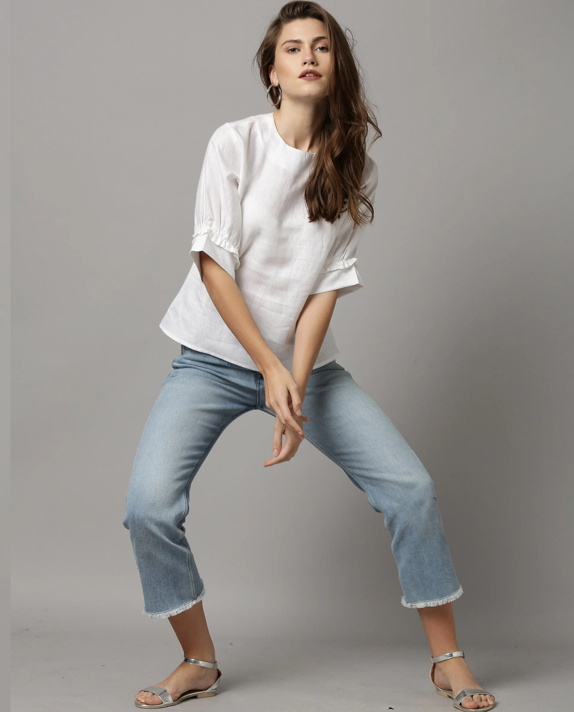 Rareism Women Messi White Top Short Sleeves Solid - Image 5