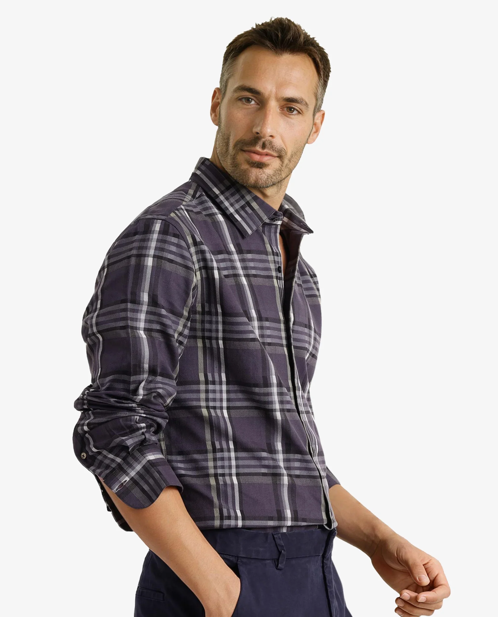Rare Rabbit Men's Mest Navy Cotton Checked Print Regular Fit Full Sleeve Collared Shirt - Image 4