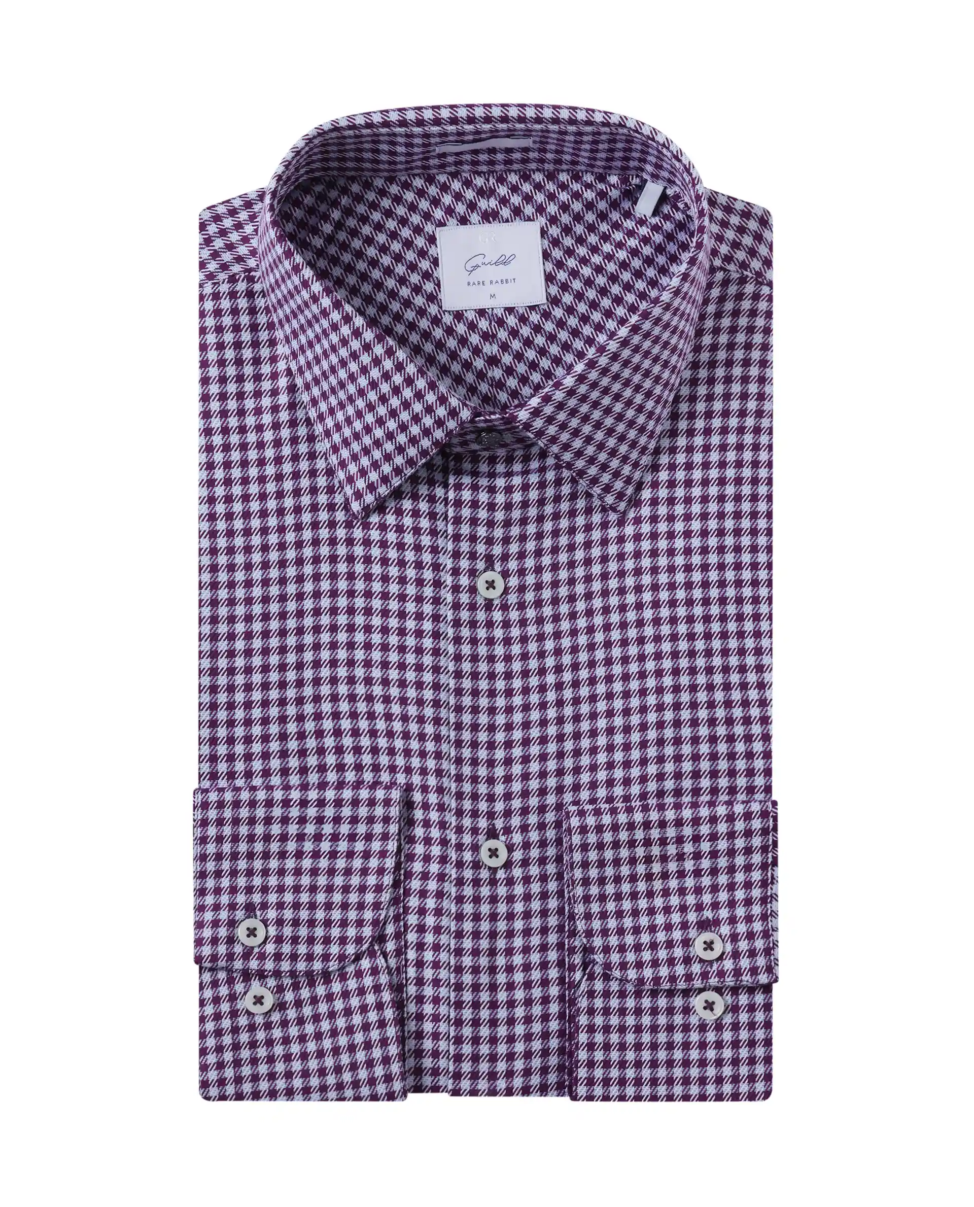 Rare Rabbit Men's Mester Dark Purple Cotton Blend Checked Print Regular Fit Full Sleeve Collared Shirt - Image 2