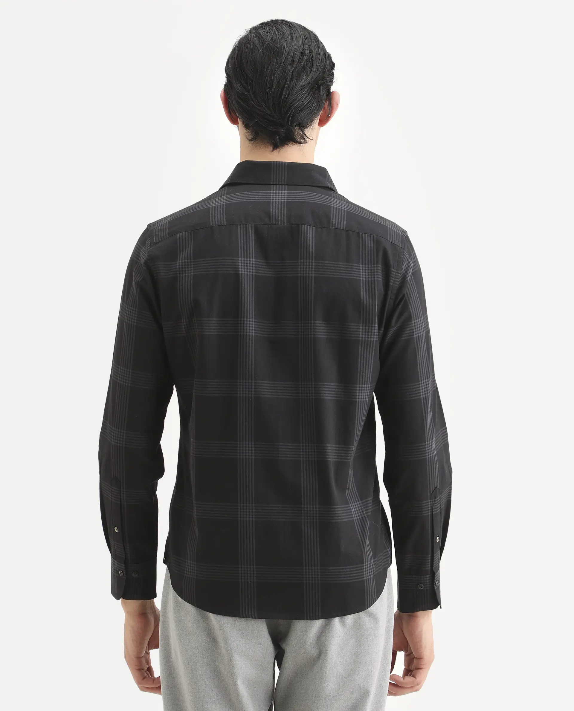 Rare Rabbit Men's Mestor -26 Black Cotton Fabric Full Sleeve Spread Collar Regular Fit Checked Shirt - Image 8