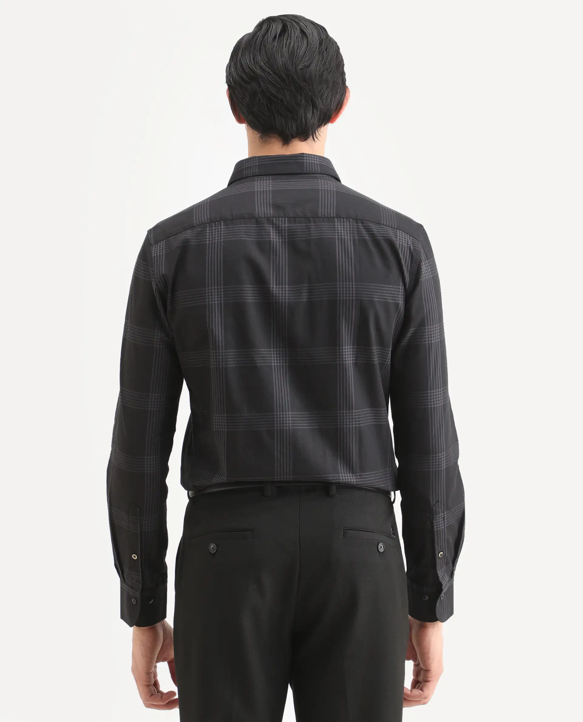 Rare Rabbit Men's Mestor Black Checked Print Regular Fit Full Sleeve Collared Shirt - Image 7