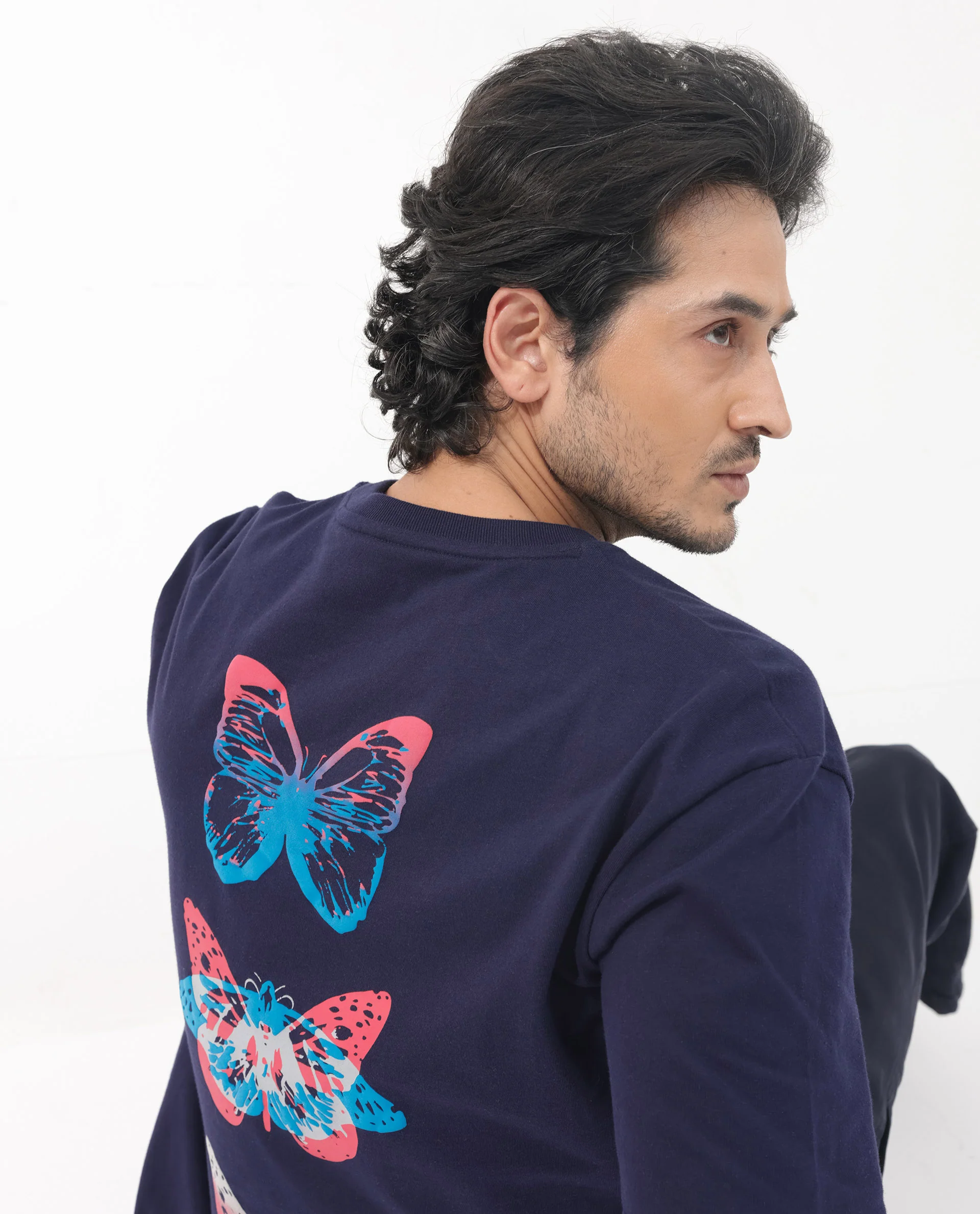Rare Rabbit Articale Men's Meta Navy Cotton Polyester Fabric Crew Neck Oversized Fit Knit Graphic Print T-Shirt - Image 10