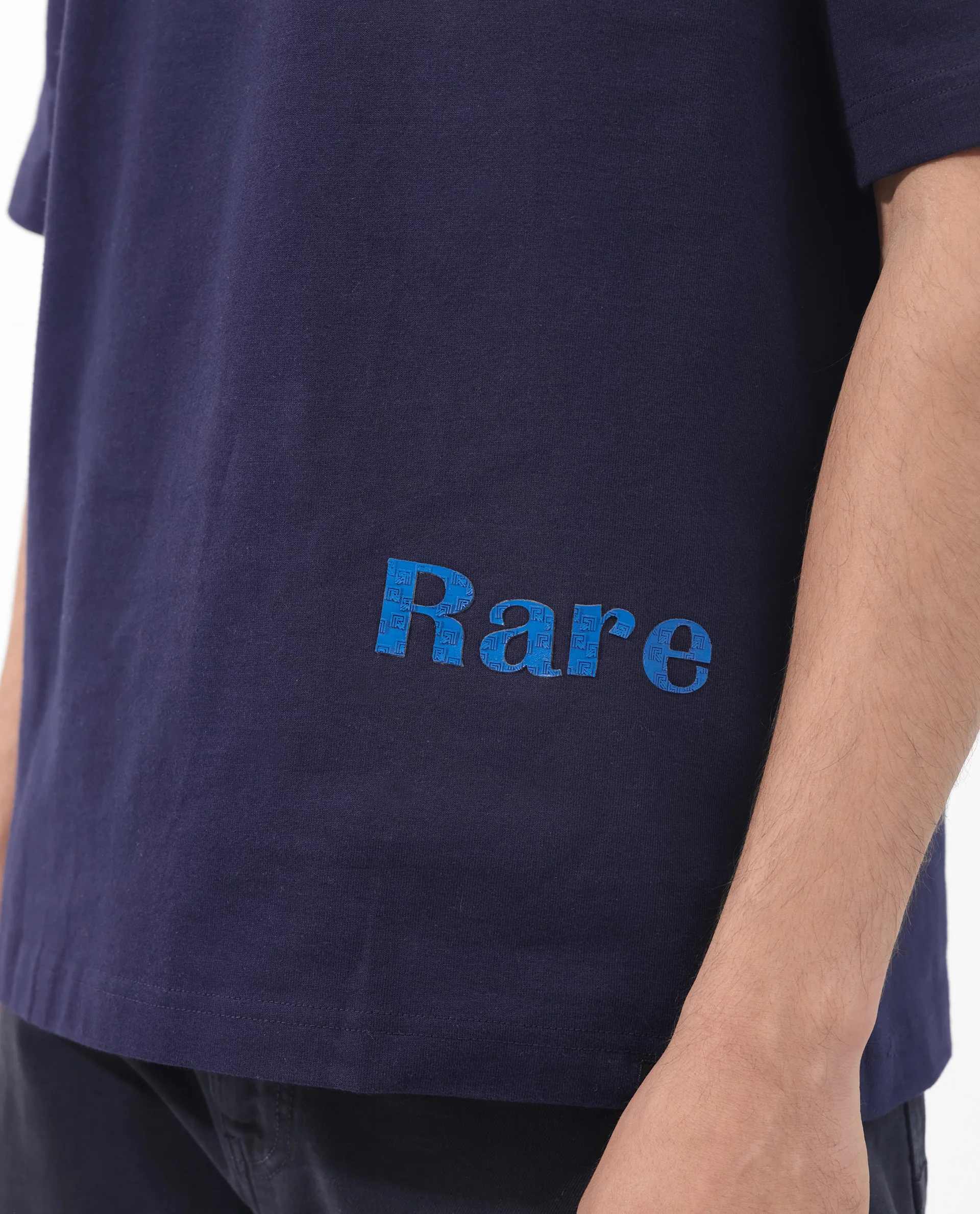 Rare Rabbit Articale Men's Meta Navy Cotton Polyester Fabric Crew Neck Oversized Fit Knit Graphic Print T-Shirt - Image 5