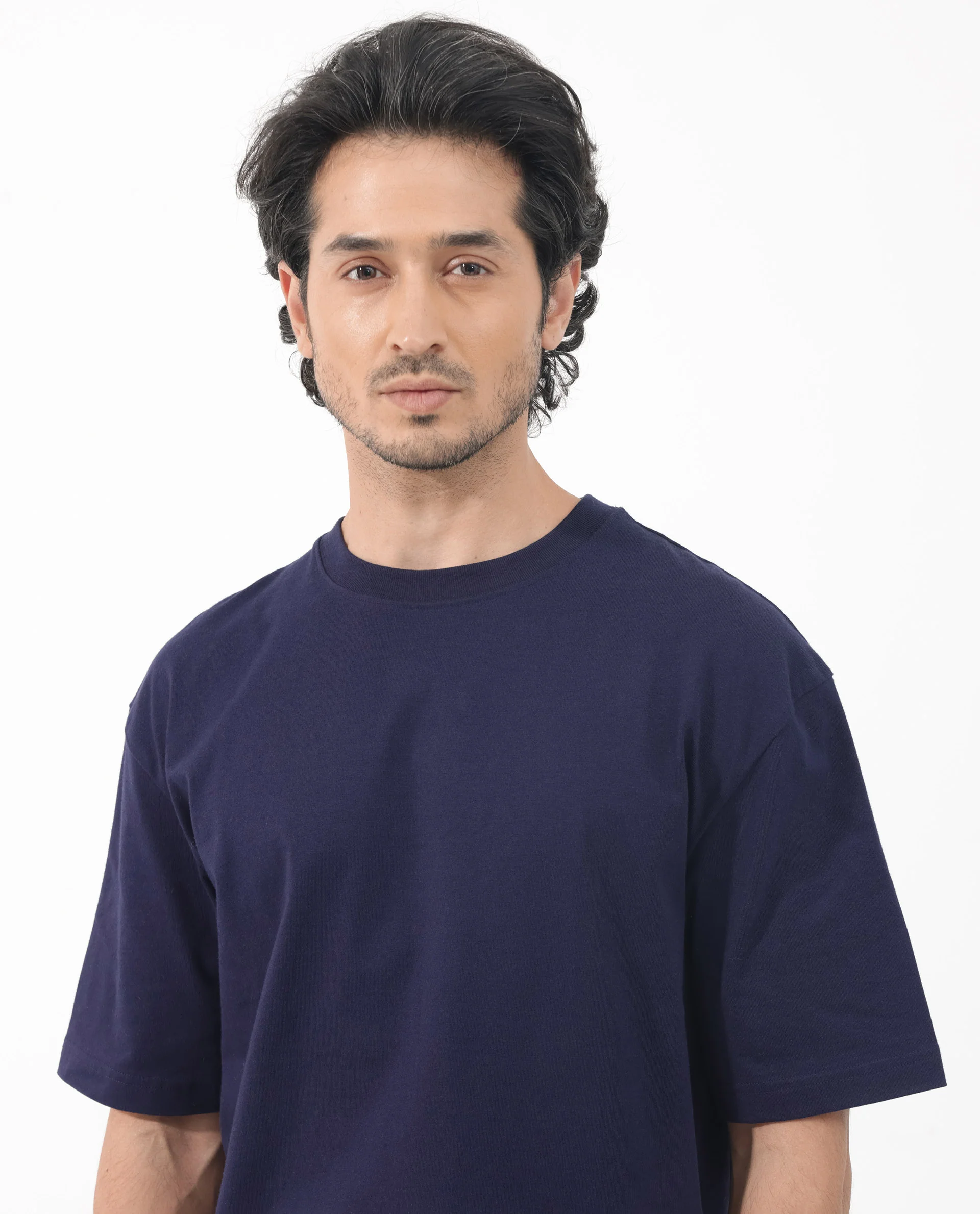 Rare Rabbit Articale Men's Meta Navy Cotton Polyester Fabric Crew Neck Oversized Fit Knit Graphic Print T-Shirt - Image 8