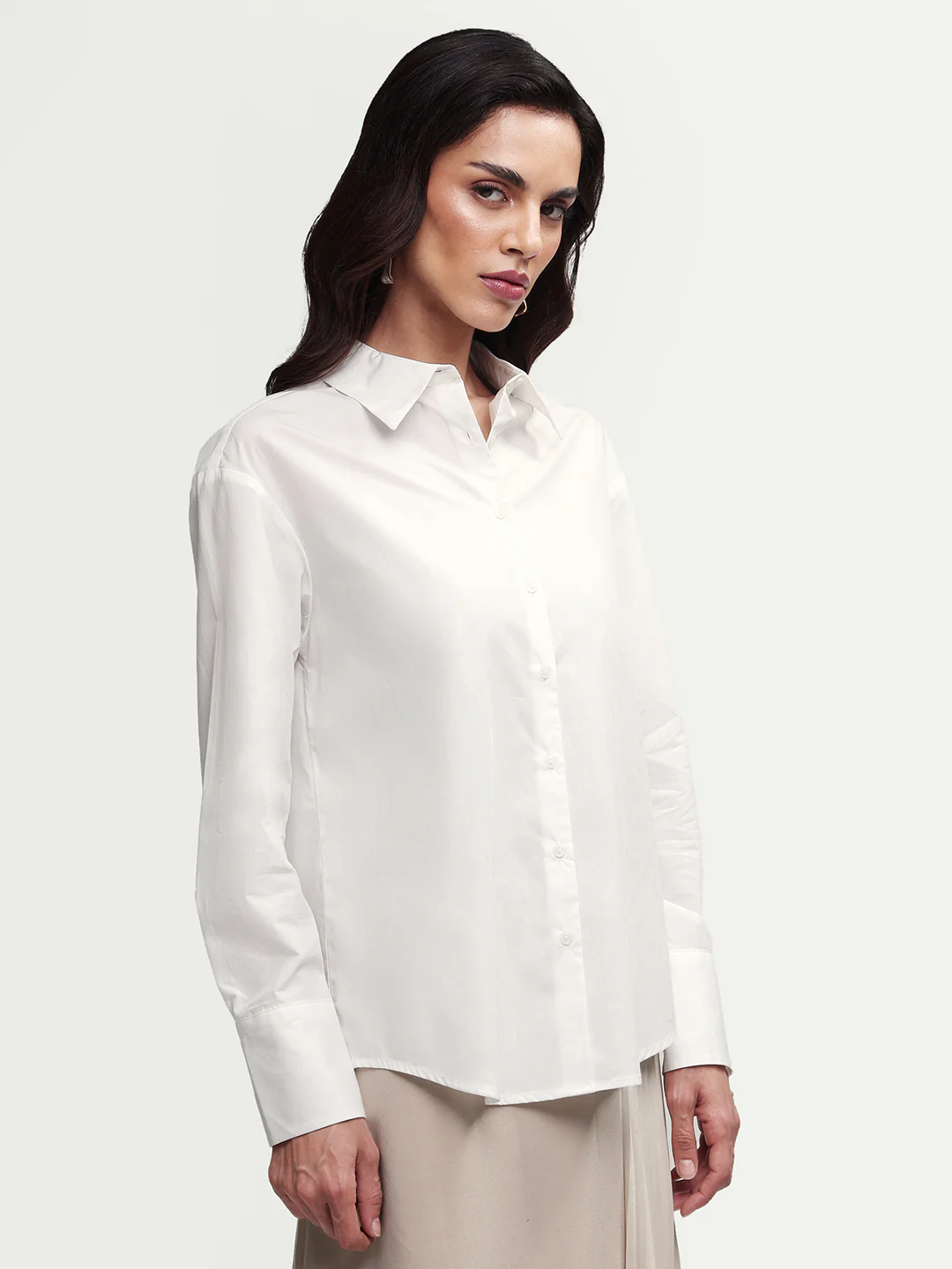 Rareism Women's Mewoki White Cotton Full Sleeve Spread Collar Regular Plain Shirt - Image 5