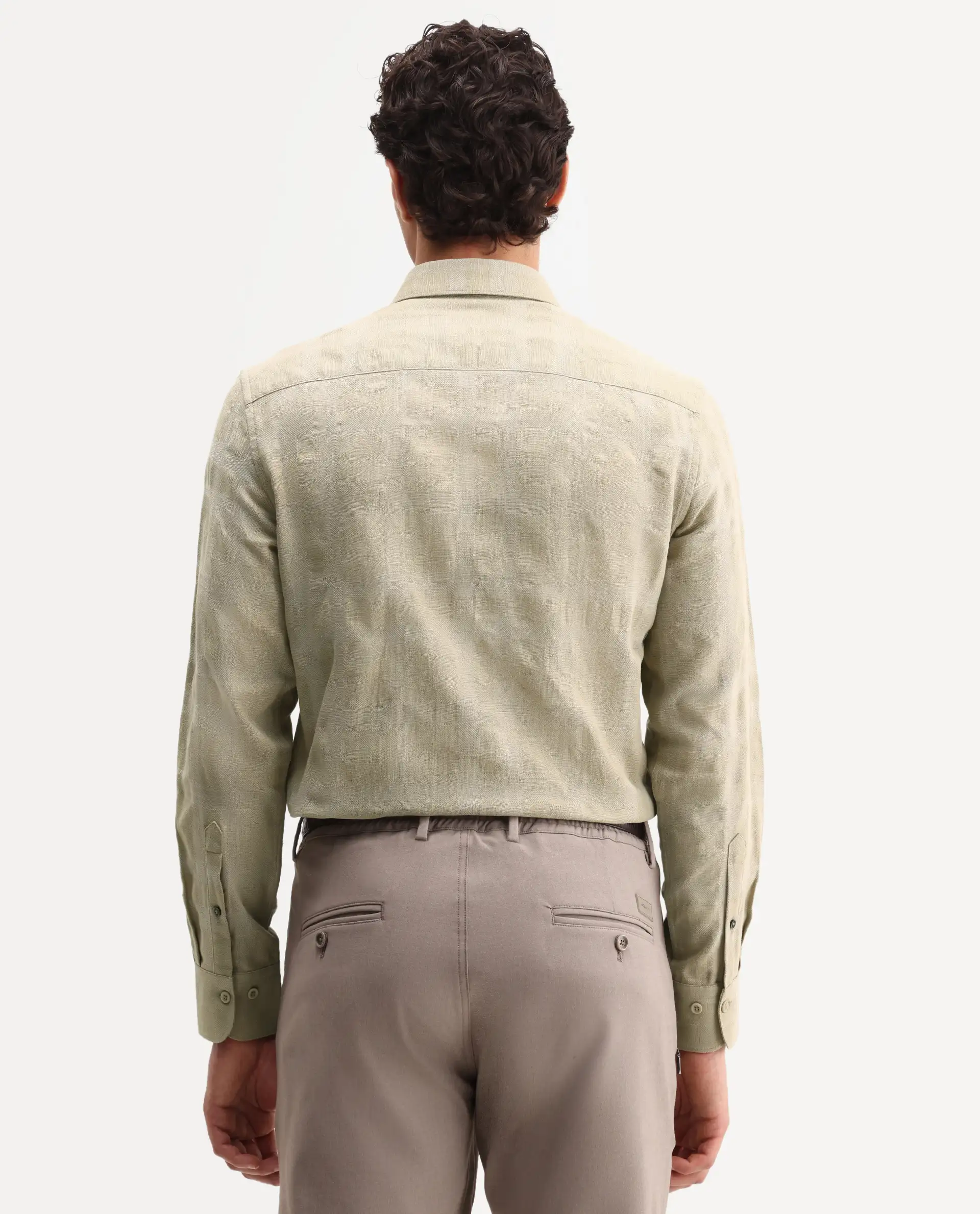 Rare Rabbit Men's Mexa Dusky Green Cotton Blend Fabric Full Sleeve Collared Regular Fit Checked Shirt - Image 7
