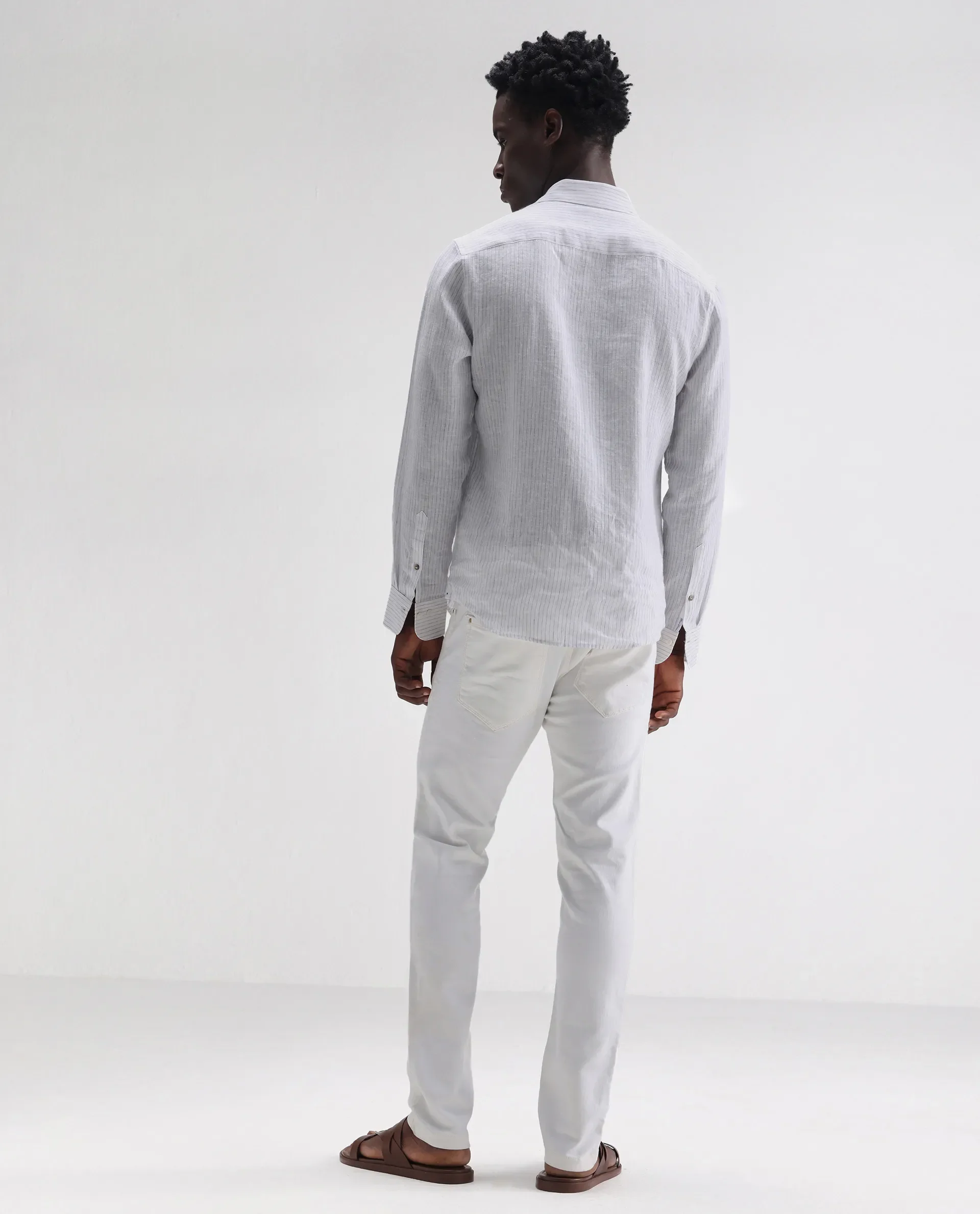 Rare Rabbit Men's Meymac White Cotton Plain Hawk Slim Fit Jeans - Image 9
