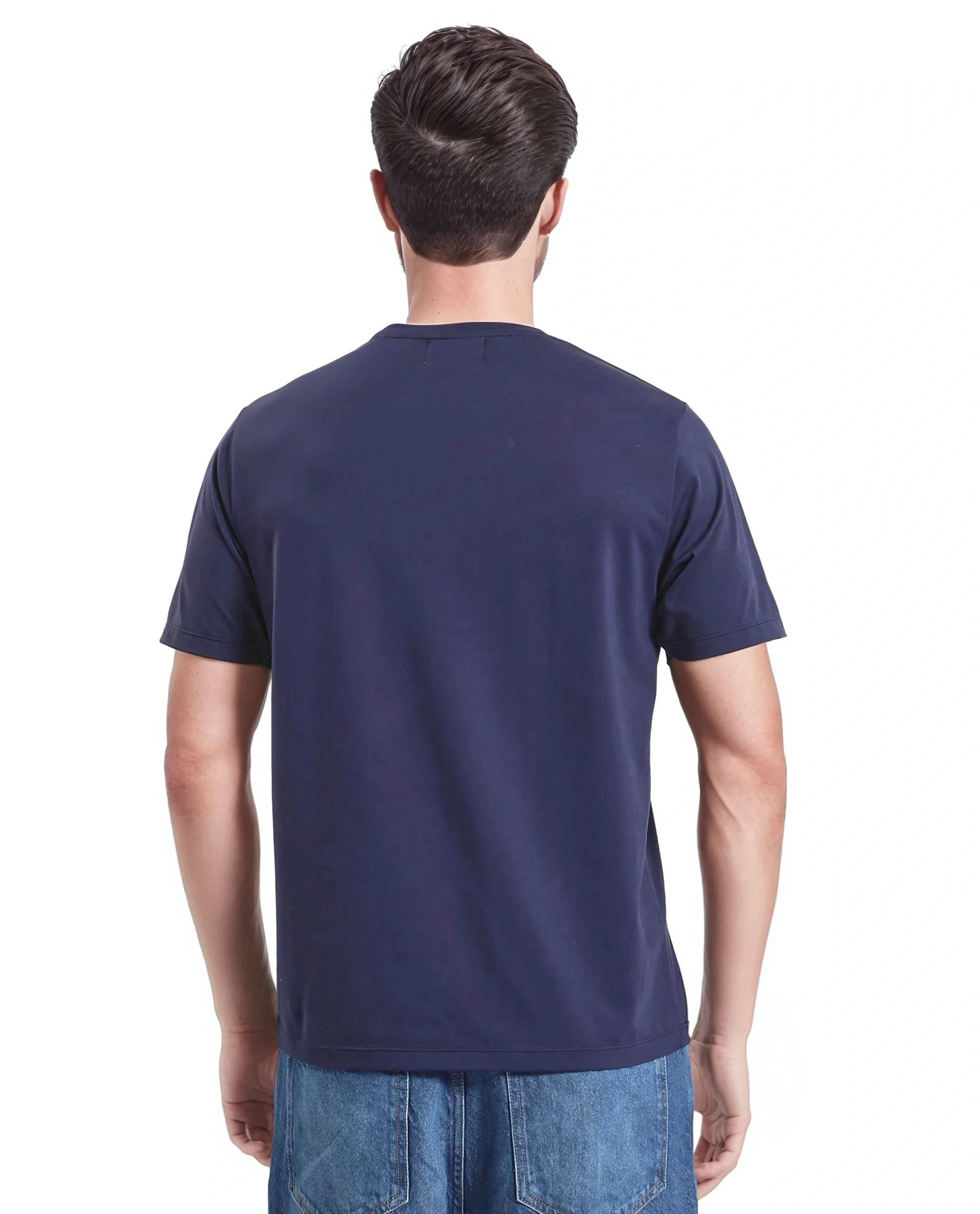 Rare Rabbit Men's Mezoc Navy Cotton Blend Graphic Print Relaxed Fit Half Sleeve Crew Neck T-Shirt - Image 6