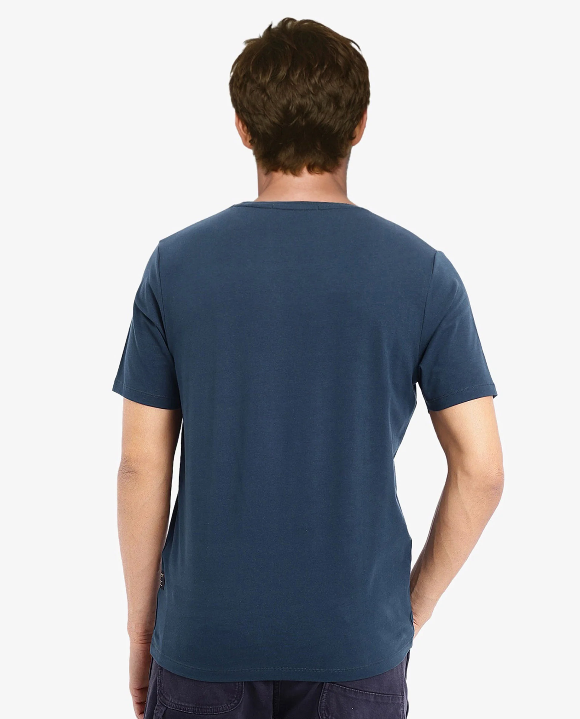 Rare Rabbit Men's Miam Petrol Cotton Graphic Print Regular Fit Half Sleeve Crew Neck T-Shirt - Image 5