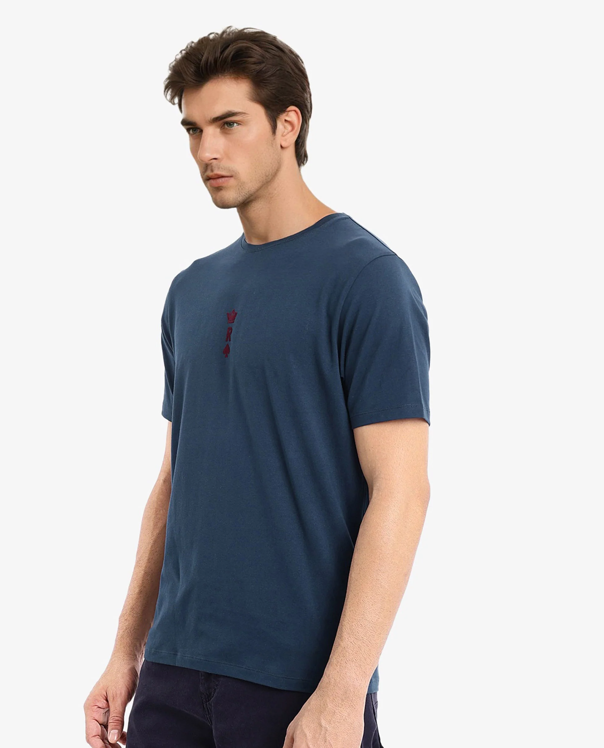 Rare Rabbit Men's Miam Petrol Cotton Graphic Print Regular Fit Half Sleeve Crew Neck T-Shirt - Image 6