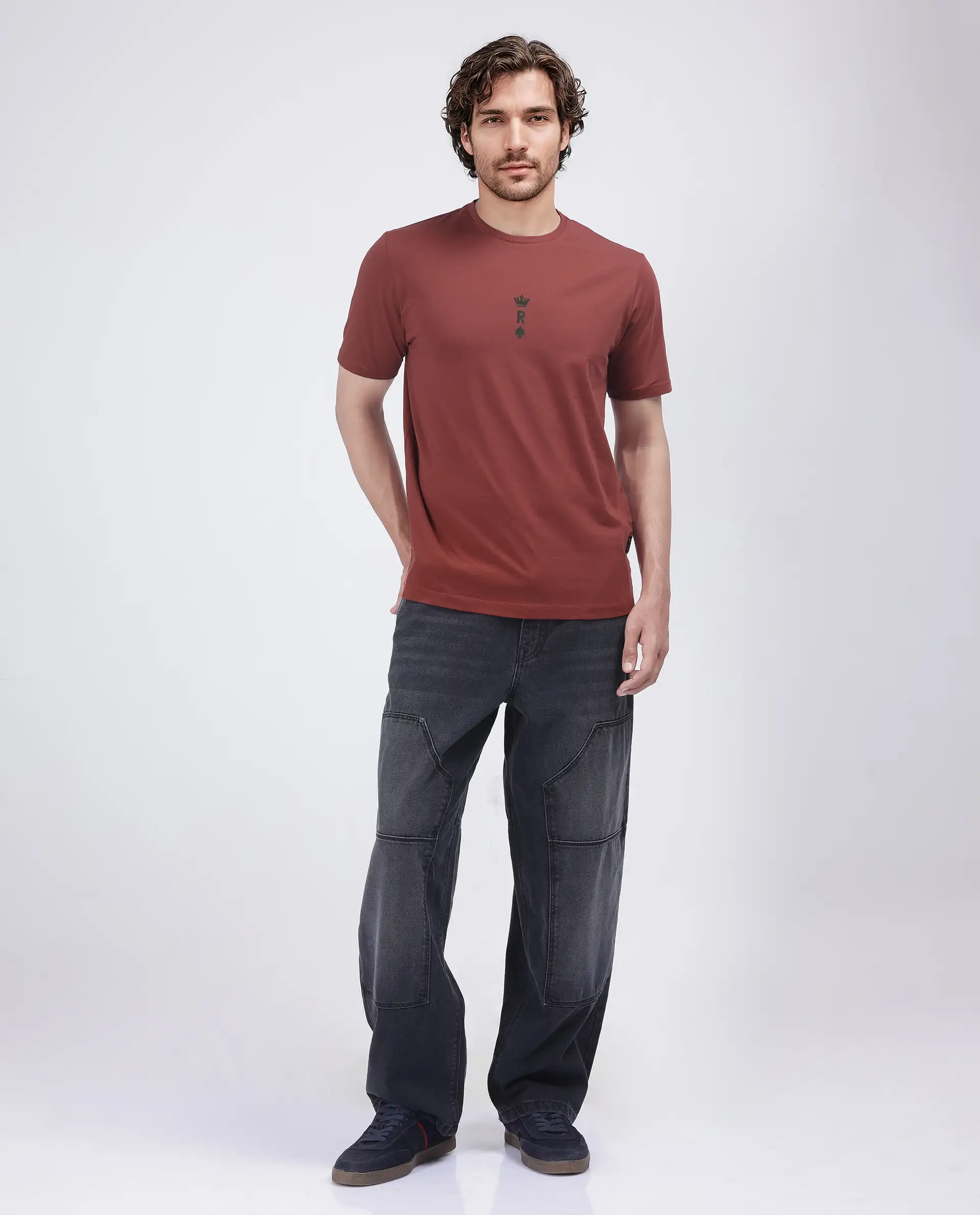 Rare Rabbit Men's Miam Red Cotton Graphic Print Regular Fit Half Sleeve Crew Neck T-Shirt - Image 3