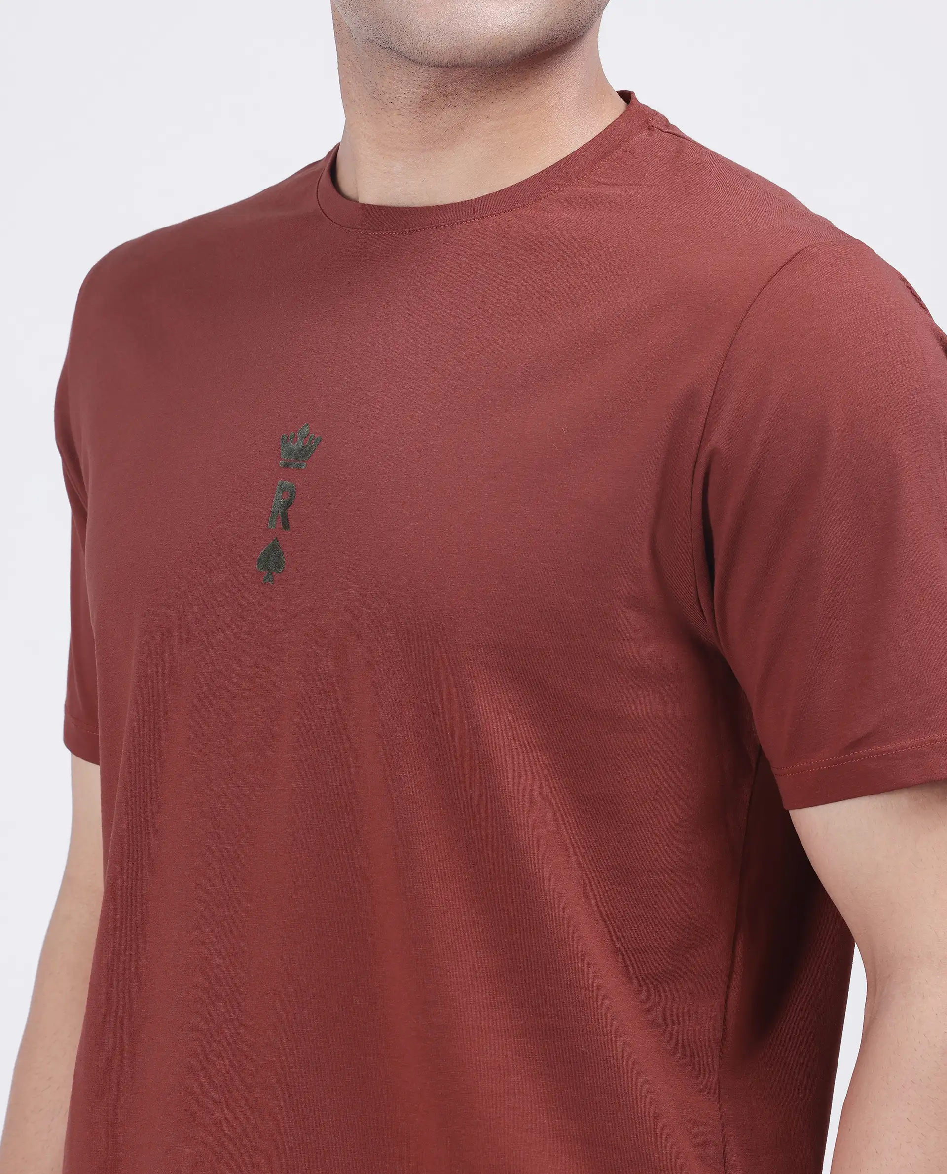 Rare Rabbit Men's Miam Red Cotton Graphic Print Regular Fit Half Sleeve Crew Neck T-Shirt - Image 4
