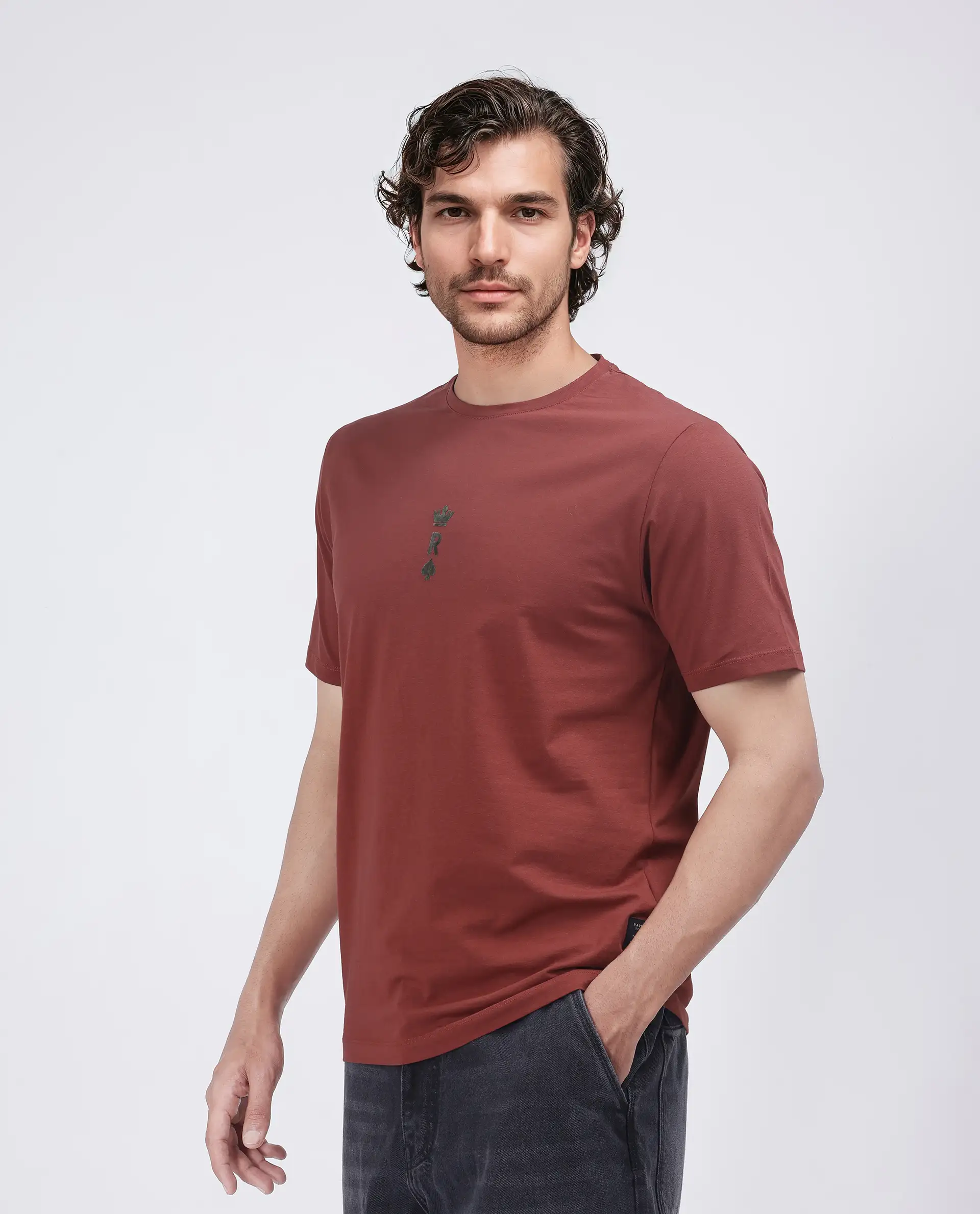 Rare Rabbit Men's Miam Red Cotton Graphic Print Regular Fit Half Sleeve Crew Neck T-Shirt - Image 5