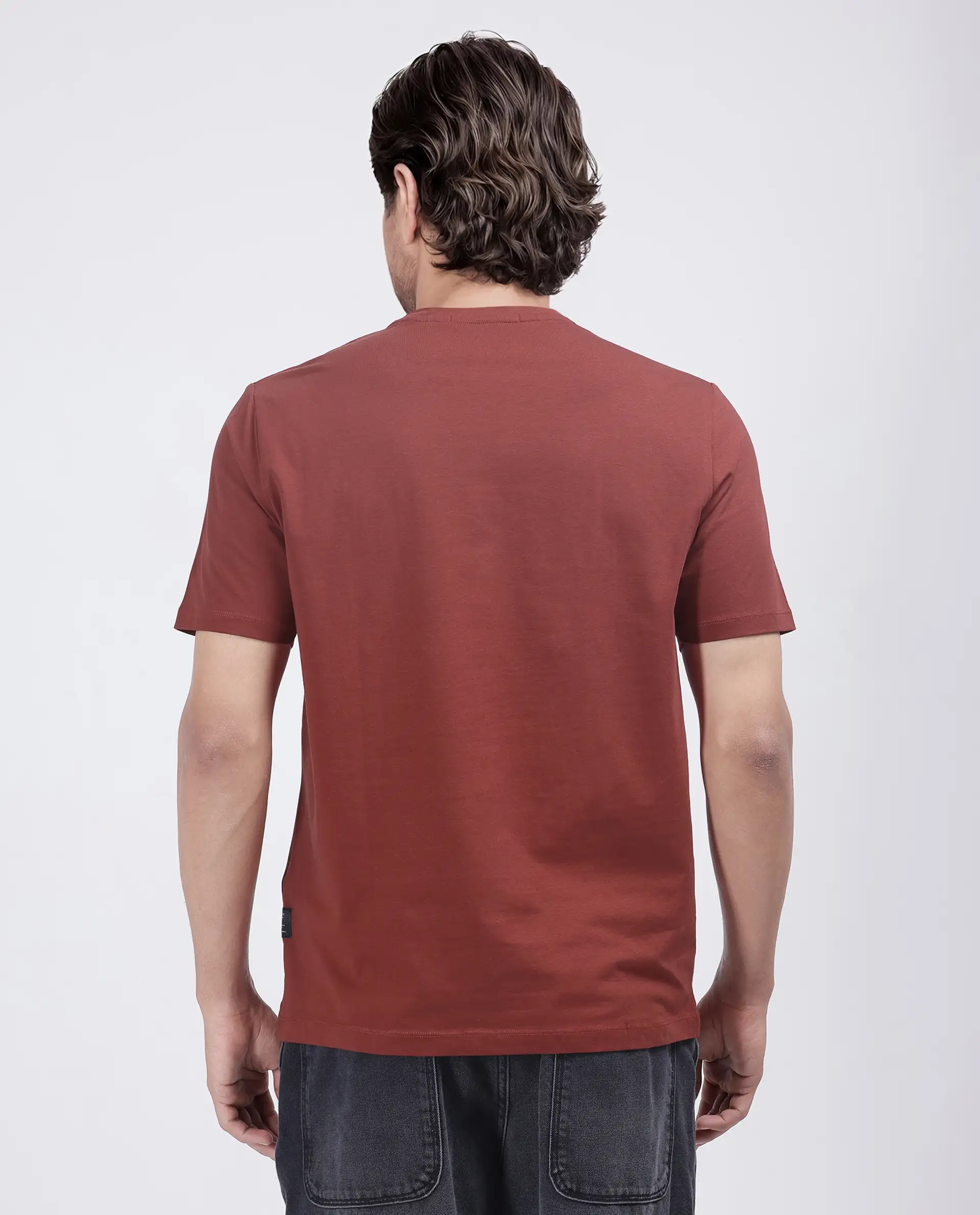 Rare Rabbit Men's Miam Red Cotton Graphic Print Regular Fit Half Sleeve Crew Neck T-Shirt - Image 8