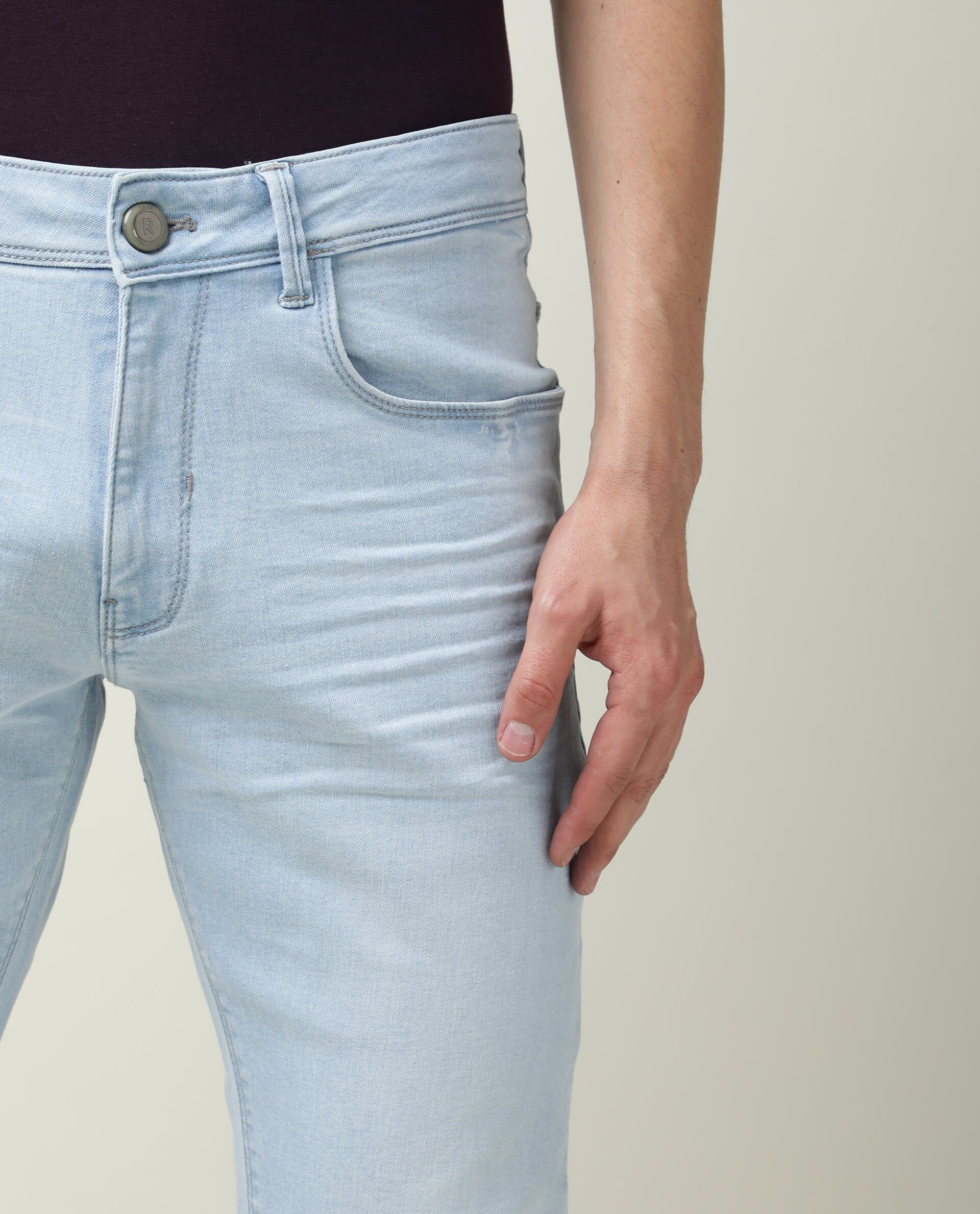 Rare Rabbit Men's Miami Blue Plain Morris Regular Fit Jeans - Image 6