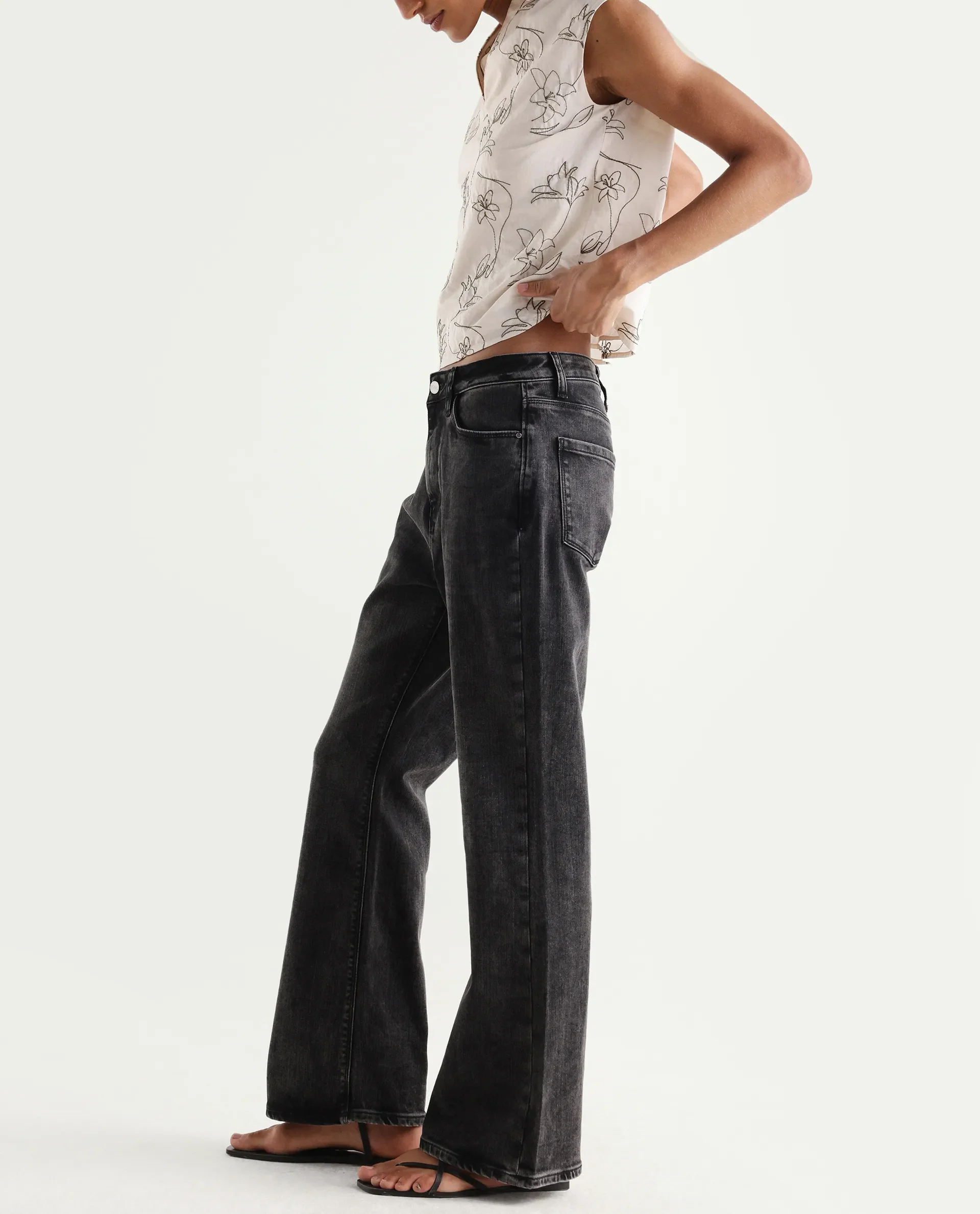 Rareism Women's Mica Black Cotton Blend Plain Ankle Length Bootcut Jeans - Image 2
