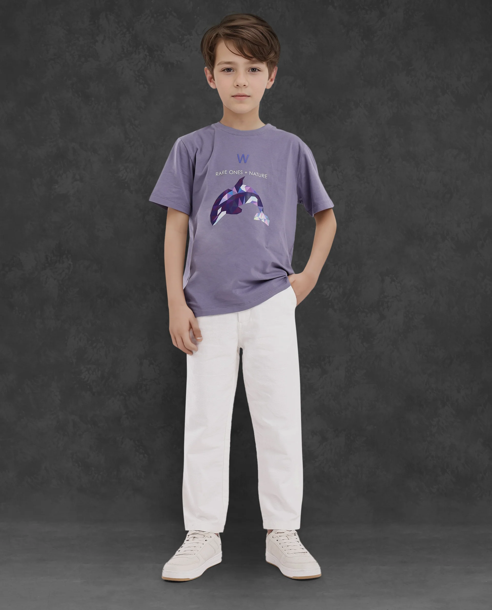 Rare Ones Kids Micah Purple Cotton Blend Fabric Half Sleeves Crew Neck Animal Graphic Print T-Shirt - Image 3