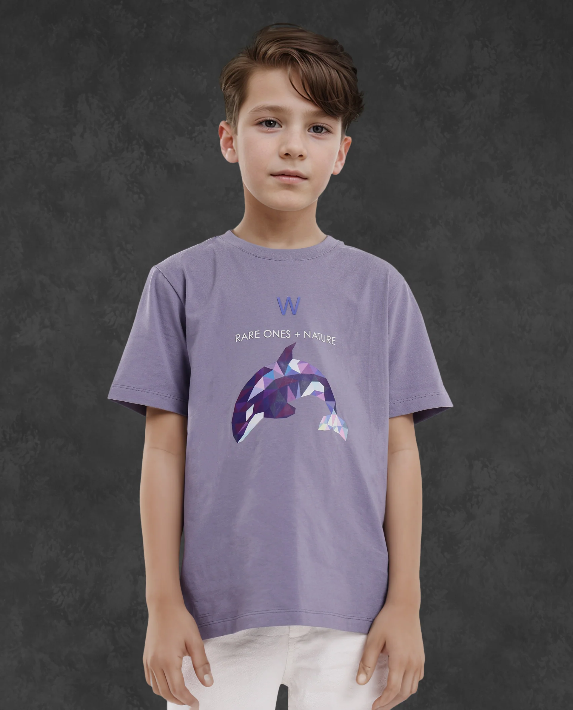 Rare Ones Kids Micah Purple Cotton Blend Fabric Half Sleeves Crew Neck Animal Graphic Print T-Shirt - Image 5