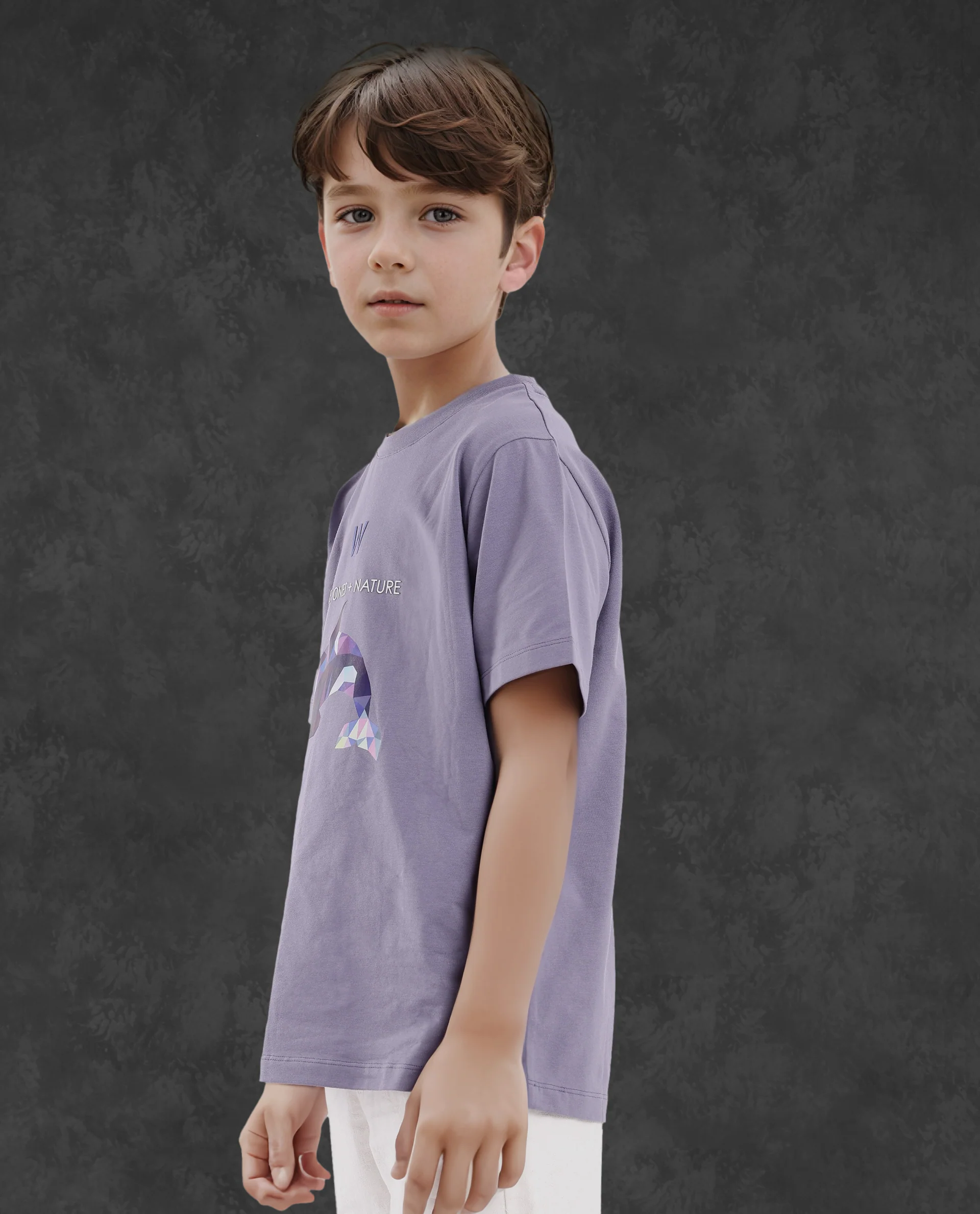 Rare Ones Kids Micah Purple Cotton Blend Fabric Half Sleeves Crew Neck Animal Graphic Print T-Shirt - Image 6
