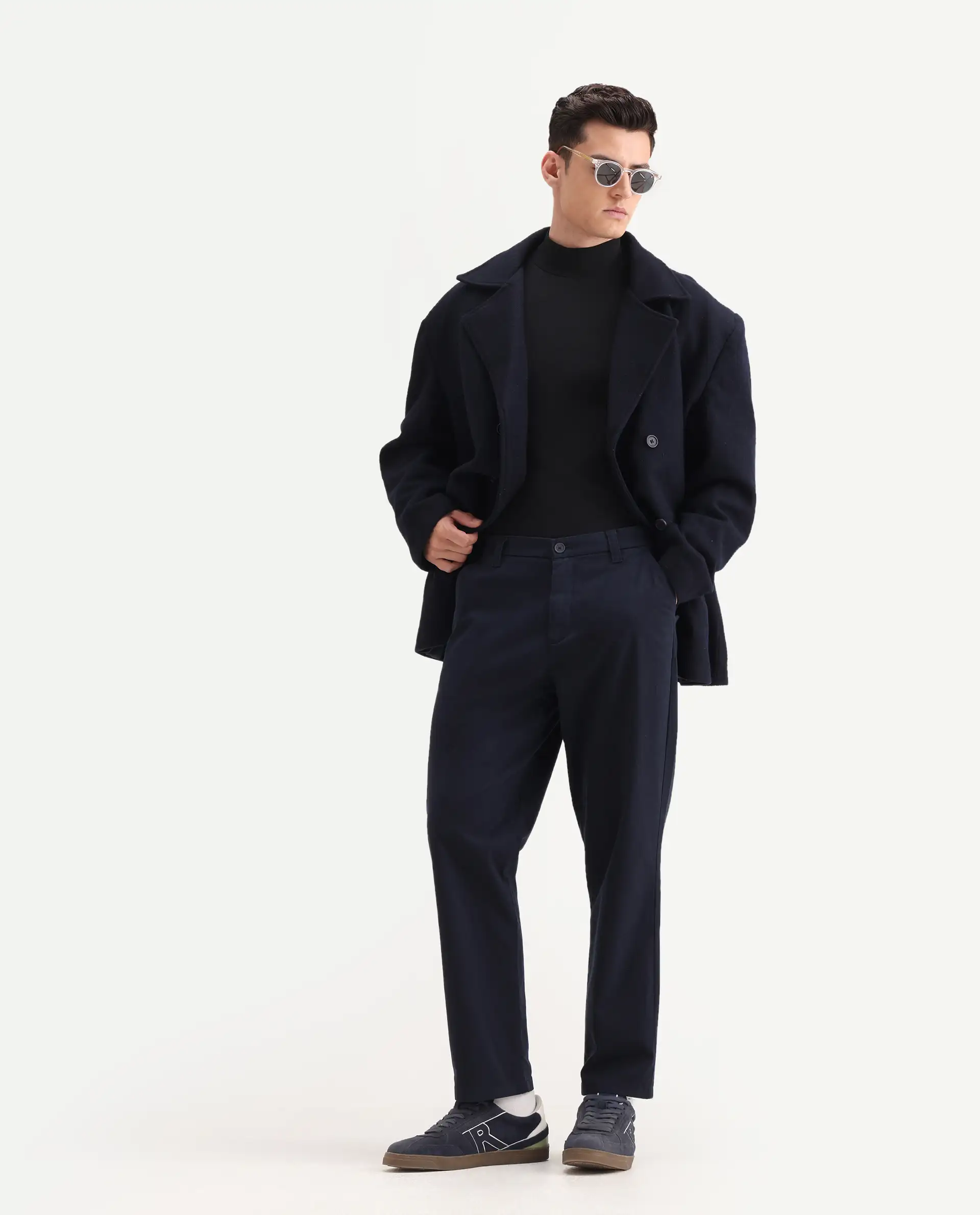Rare Rabbit Men's Mick Black Cotton Blend Plain Regular Fit Full Sleeve Crew Neck T-Shirt - Image 2