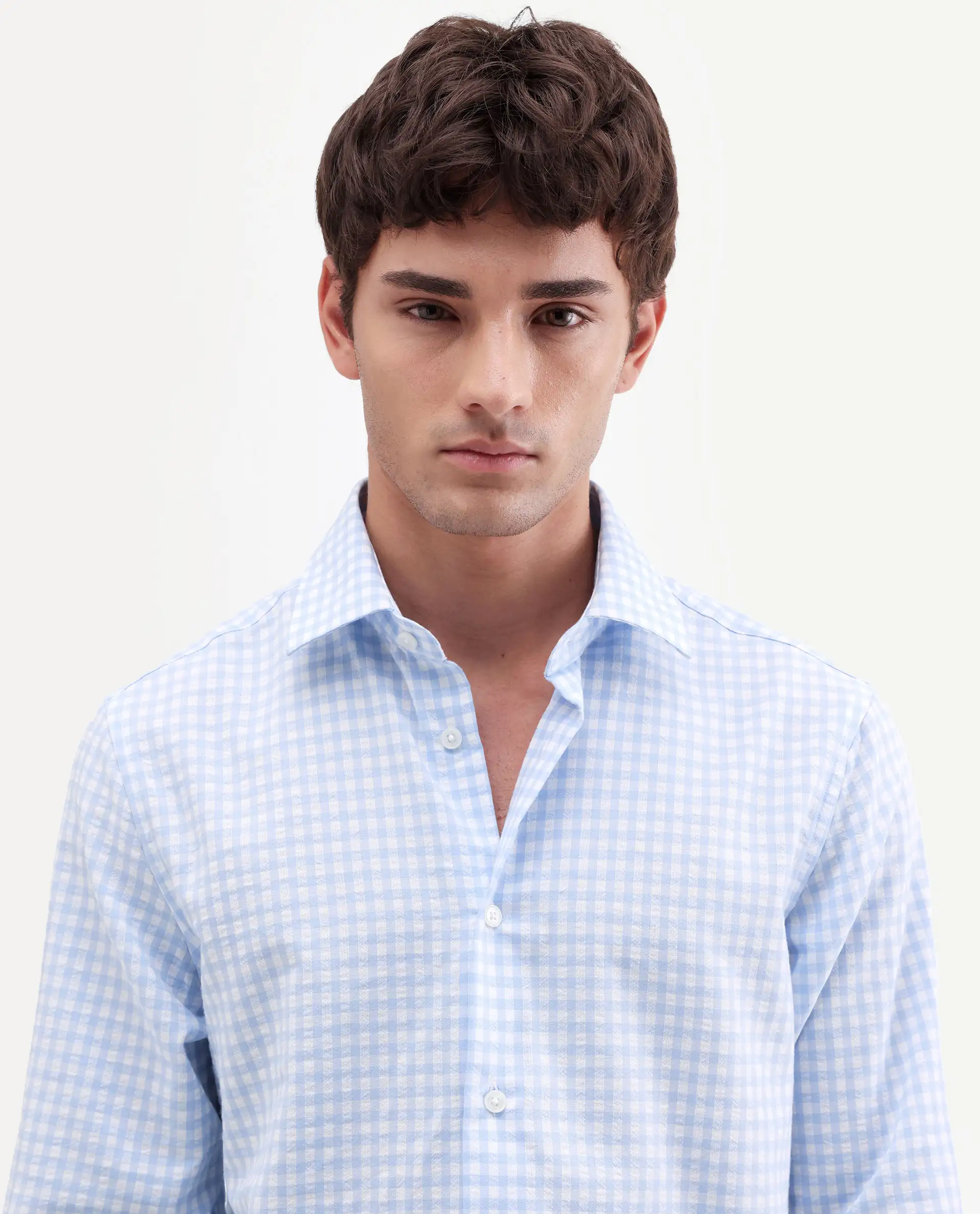 Rare Rabbit Men's Micko White Polyester Blend Fabric Full Sleeve Collared Regular Fit Checked Shirt - Image 3
