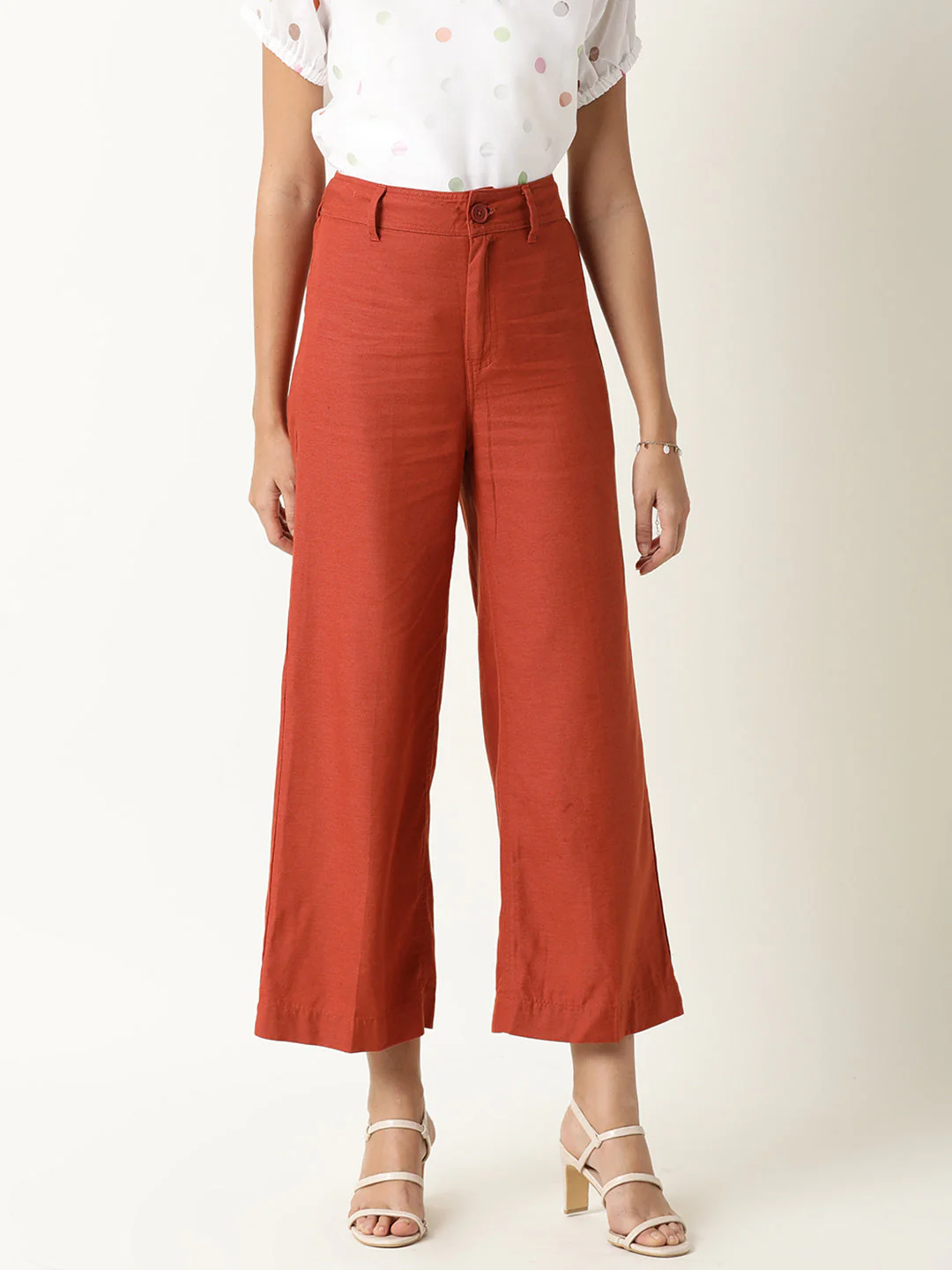 Rareism Women's Micky Mustard Cotton Blend Plain Ankle Length Tailored Trouser - Image 2