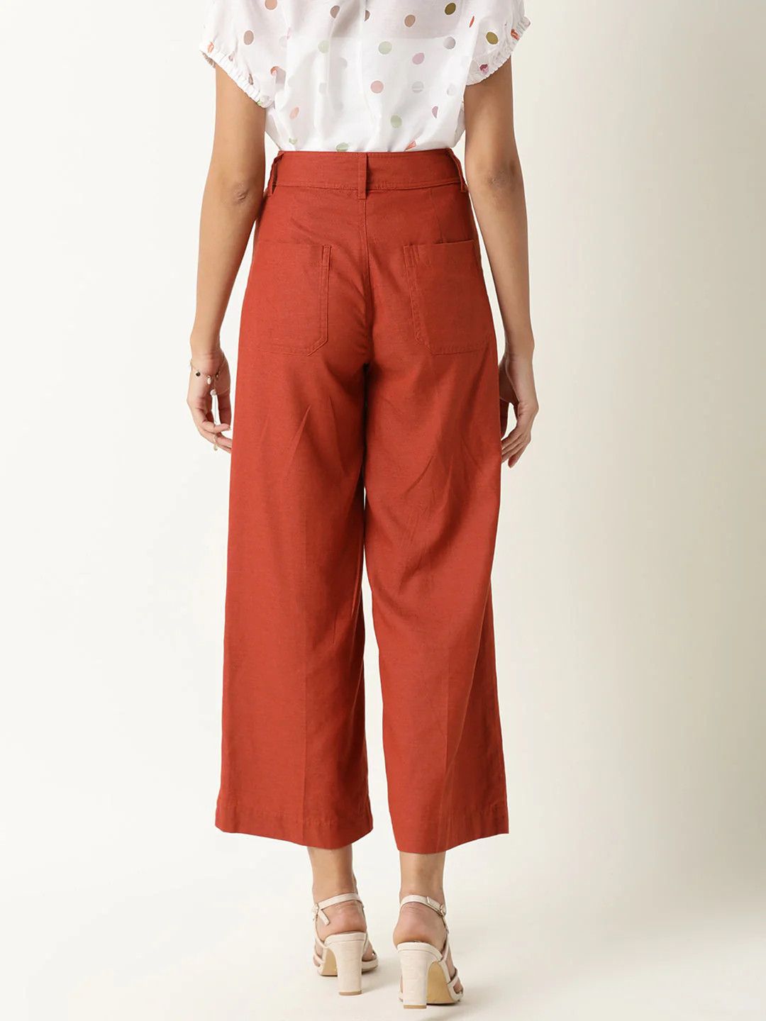 Rareism Women's Micky Mustard Cotton Blend Plain Ankle Length Tailored Trouser - Image 4